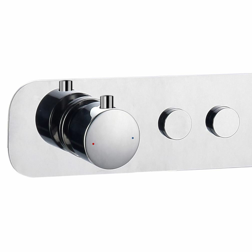 Push Button 2 Way Concealed Thermostatic Shower Mixer Valve with 2 Outlet Chrome