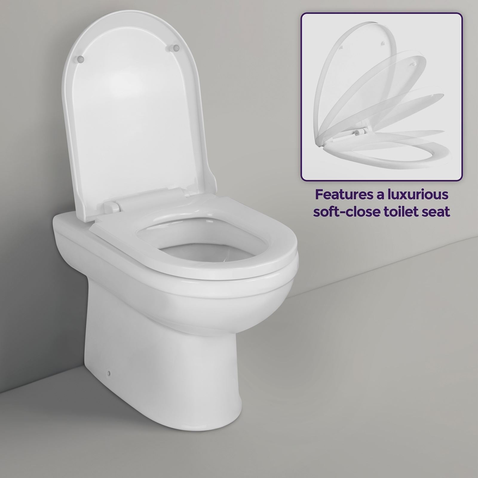 Dene 1100 mm White P Shape Bathroom RH Vanity Suite Unit BTW Toilet White Square