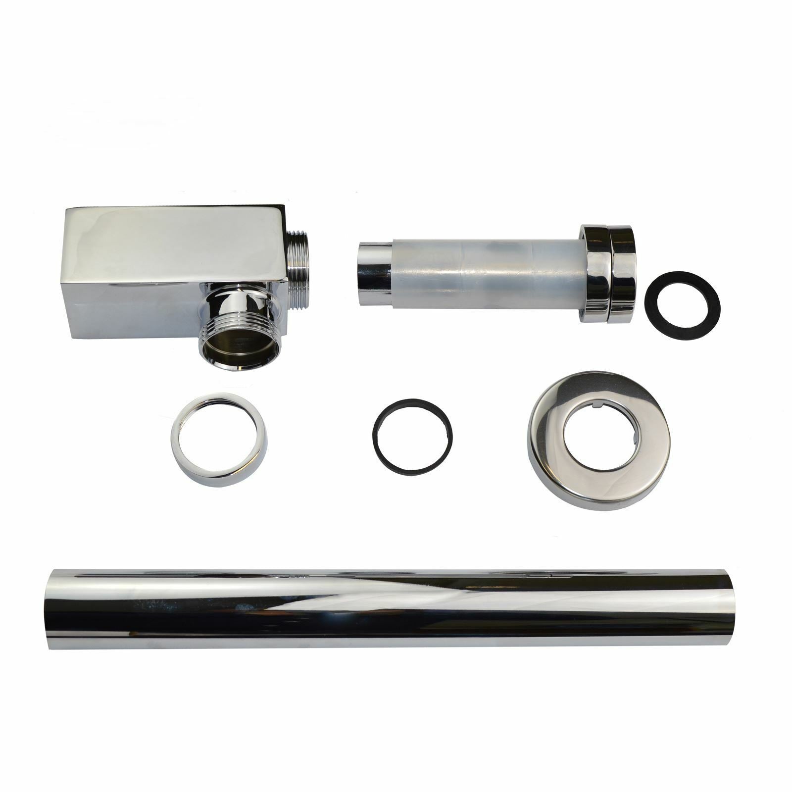 Square Bottle Trap & Outlet Pipe Chrome Bathroom Basin Sink Brass