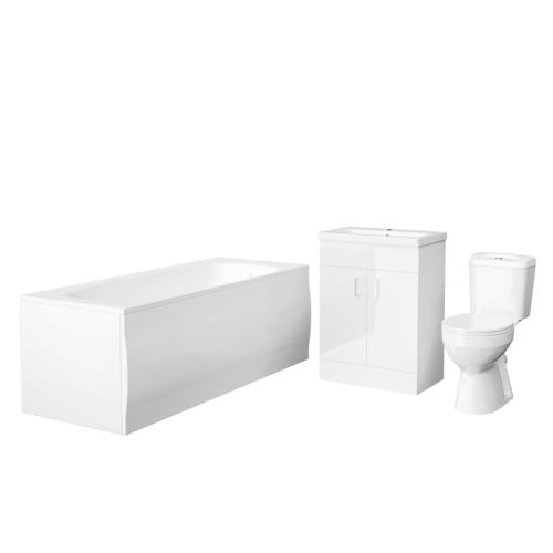Nanuya 500 Flat Pack Vanity & WC Toilet Pan and Round Bathtub & Panels