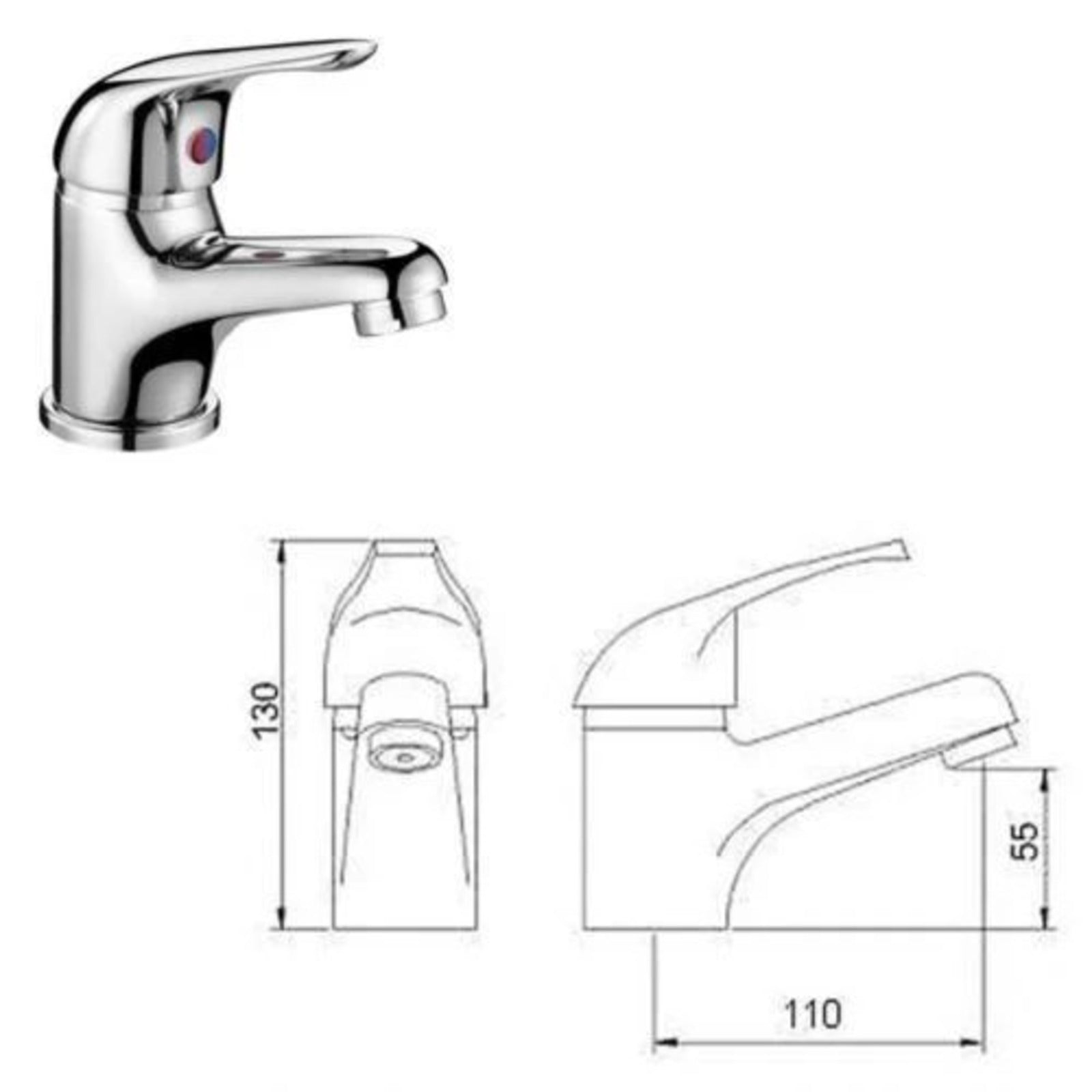 Ellen Modern White 550mm Bathroom Basin Vanity Unit Basin Mono & Waste