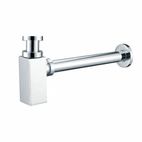 Square Bottle Trap & Outlet Pipe Chrome Bathroom Basin Sink Brass