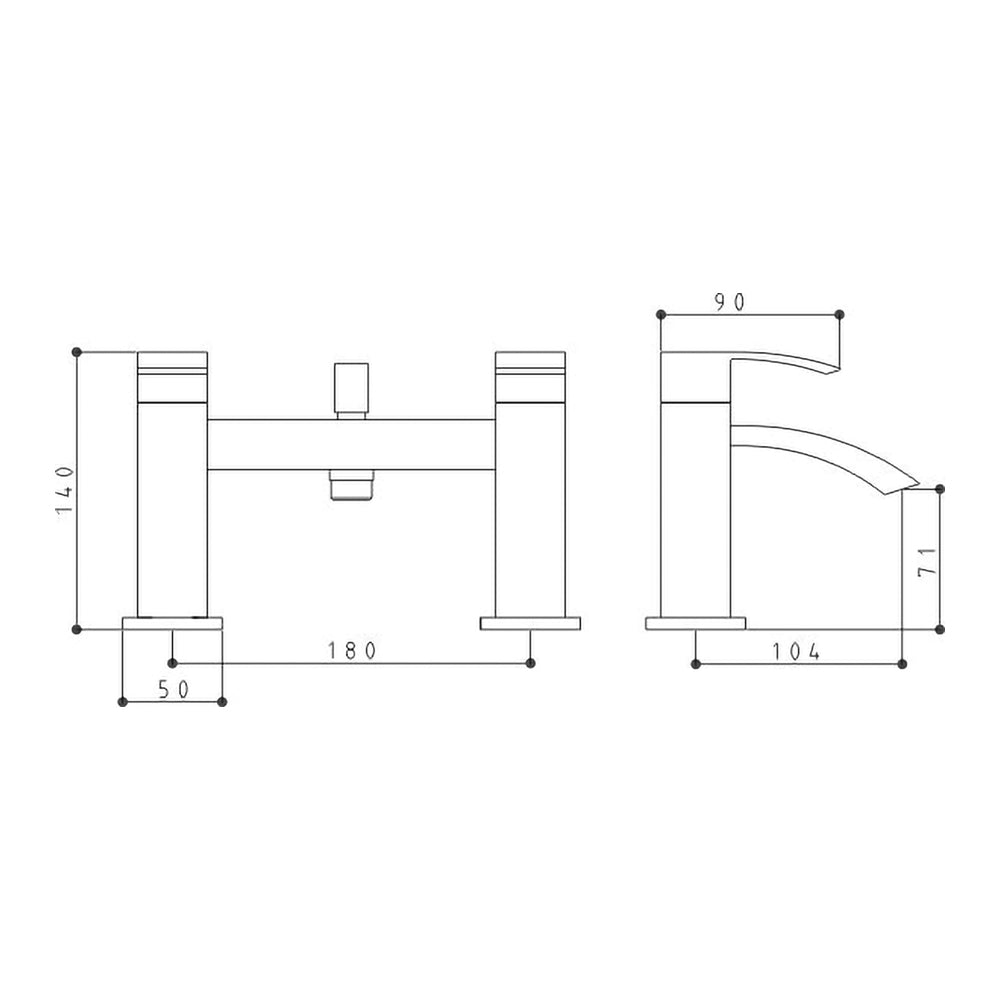 Vibra Modern Design Deck Mounted Bath Shower Mixer Tap With Pencil Handset Kit