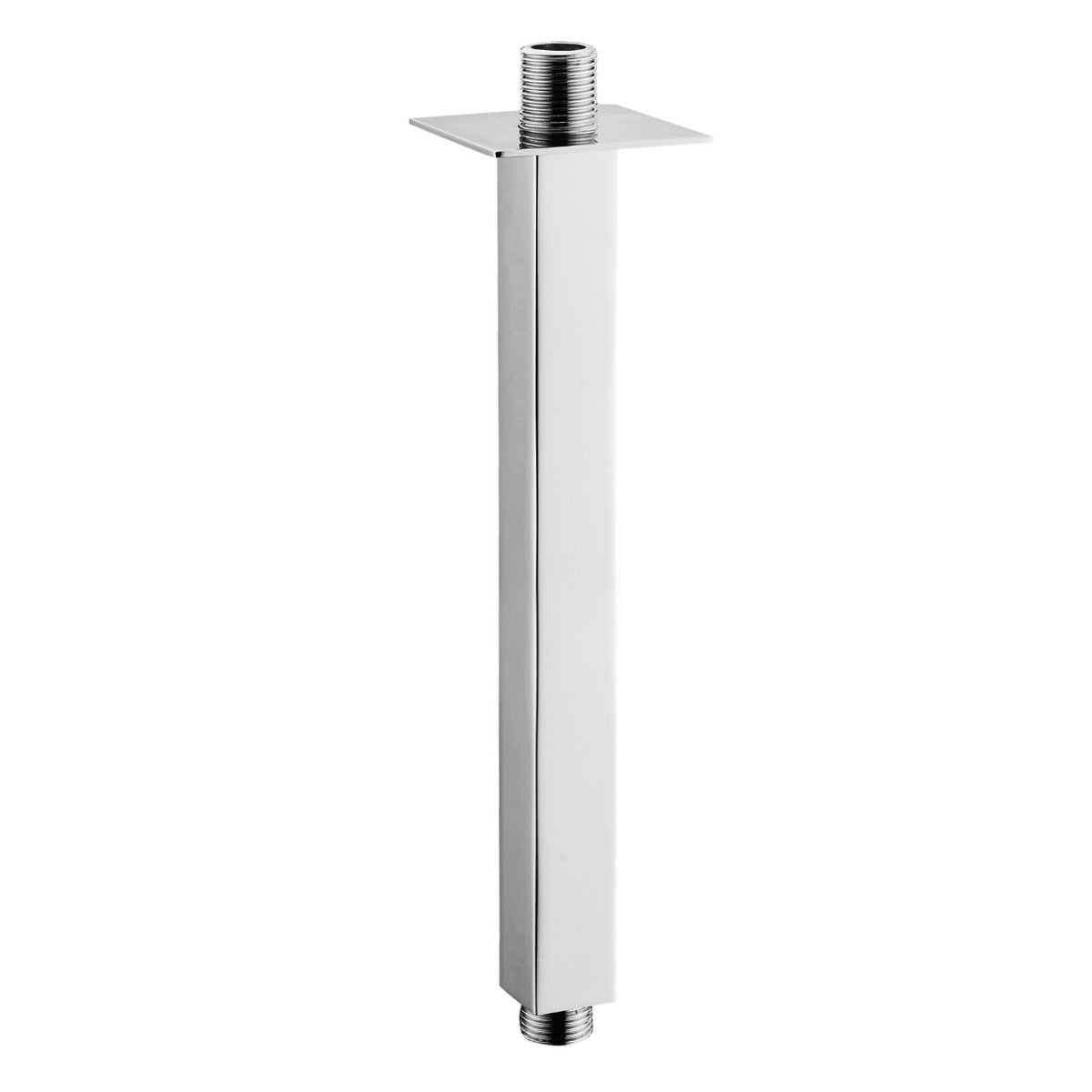 Dunn 250mm Chrome Thin Square Brass Rectangle Swivel Shower Head Overhead + Ceiling Arm
