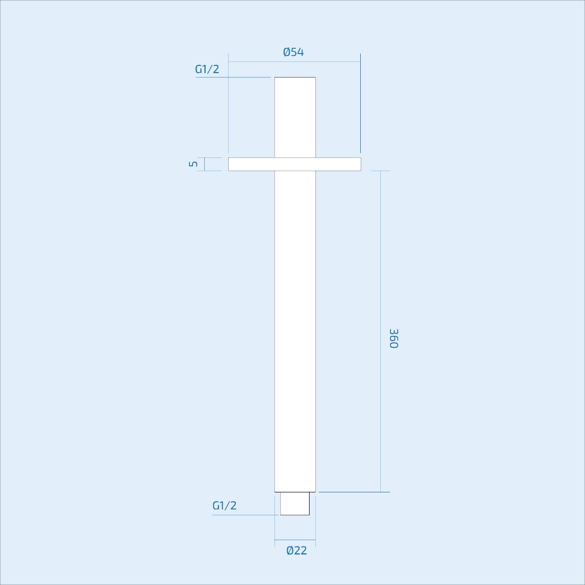 Dunn 250mm Thin Round Brass Swivel Shower Head Round with 380mm Ceiling Arm Chrome