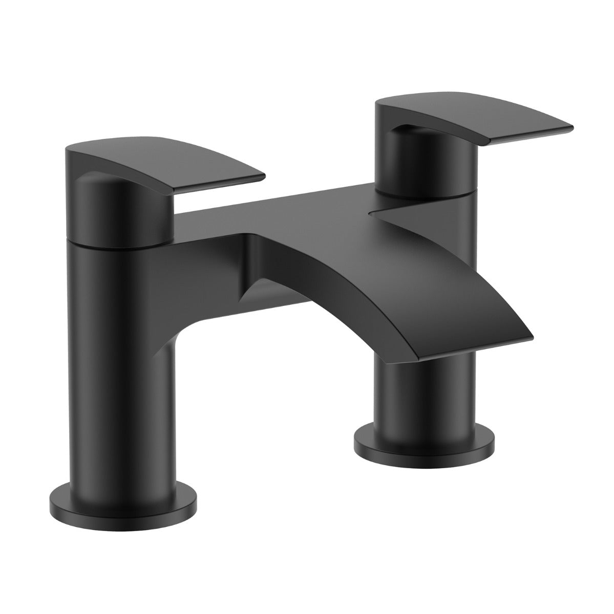 Matte Black Round Basin Tap & Bath Filler with Sink & Sprung Waste Set