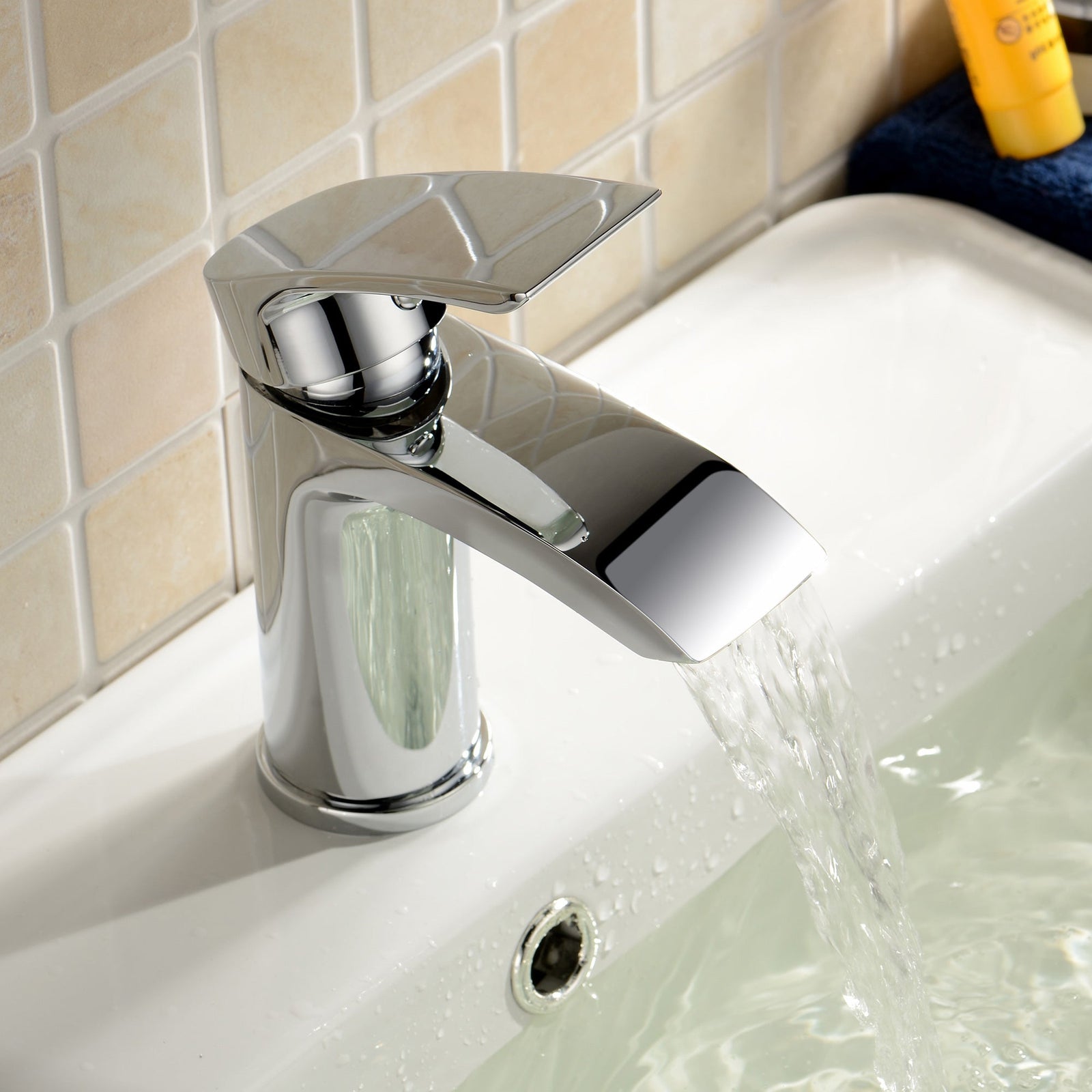 Vago Modern Waterfall Design Basin Mono Mixer Tap & Bath Filler Tap