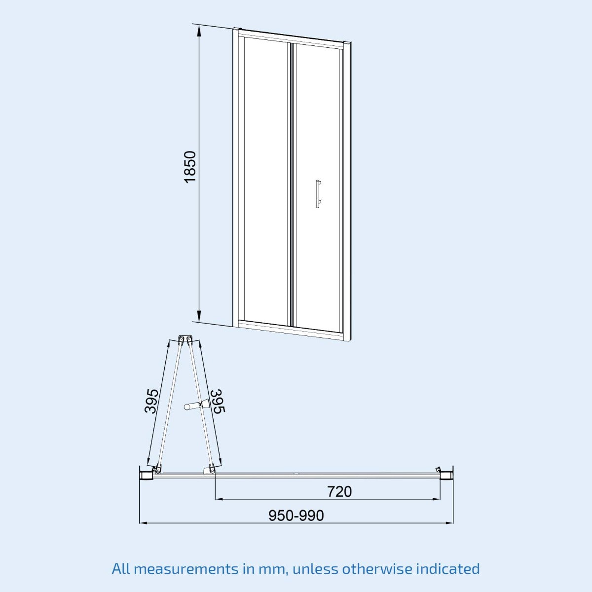 Bi-fold shower door 1000 mm image # Options_1000 mm