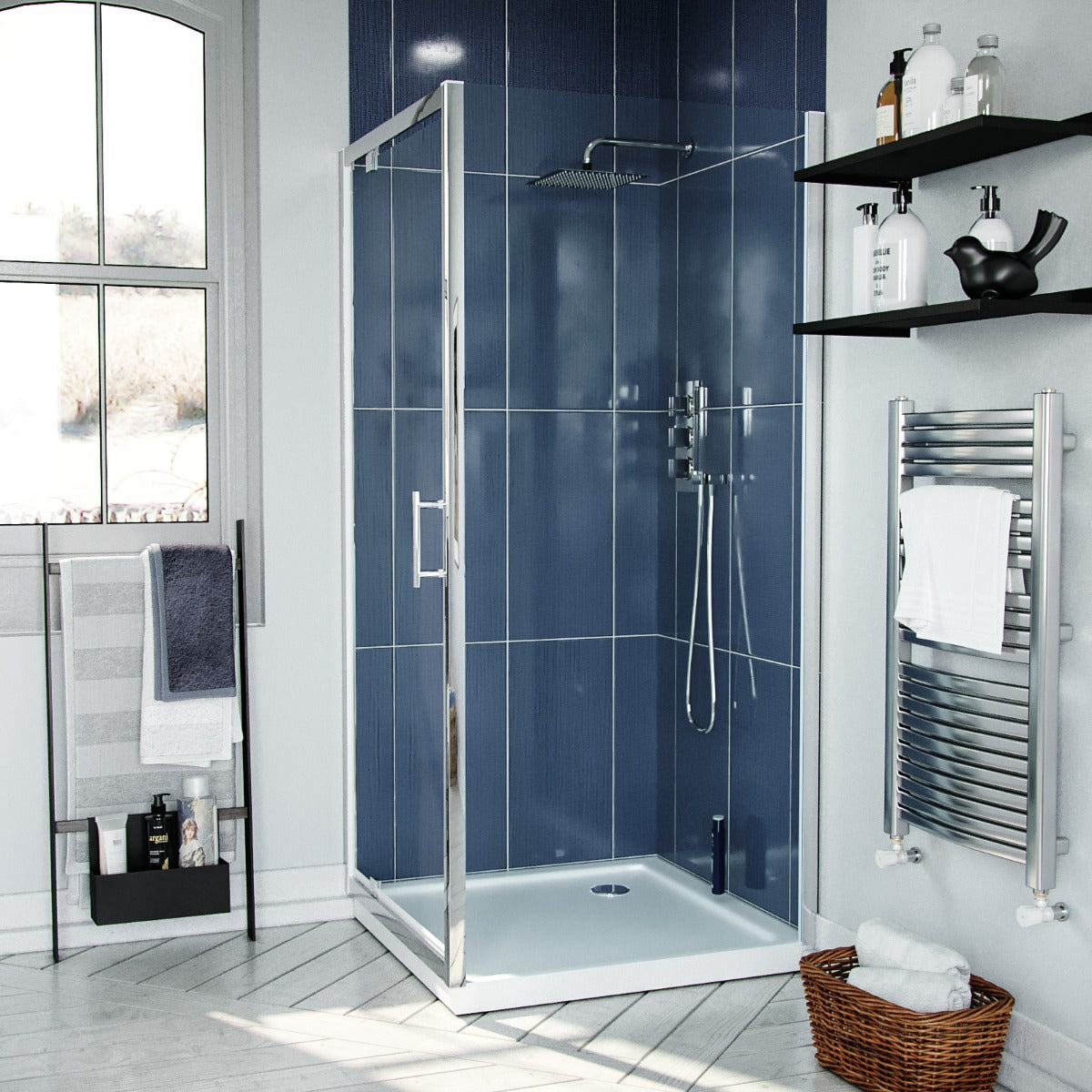 Pivot Shower Enclosure Door 900 mm With 900mm Side Panel Screen