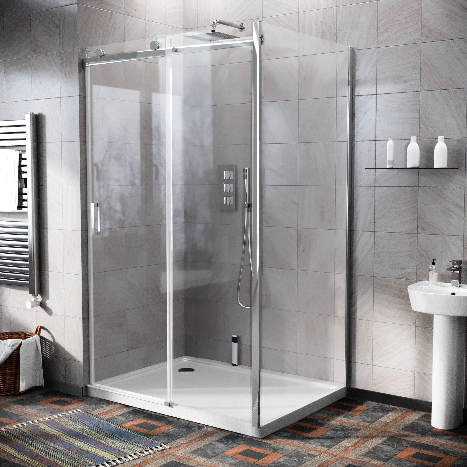 Hardwick 1200 x 800mm Frameless Sliding Shower Door Enclosure
