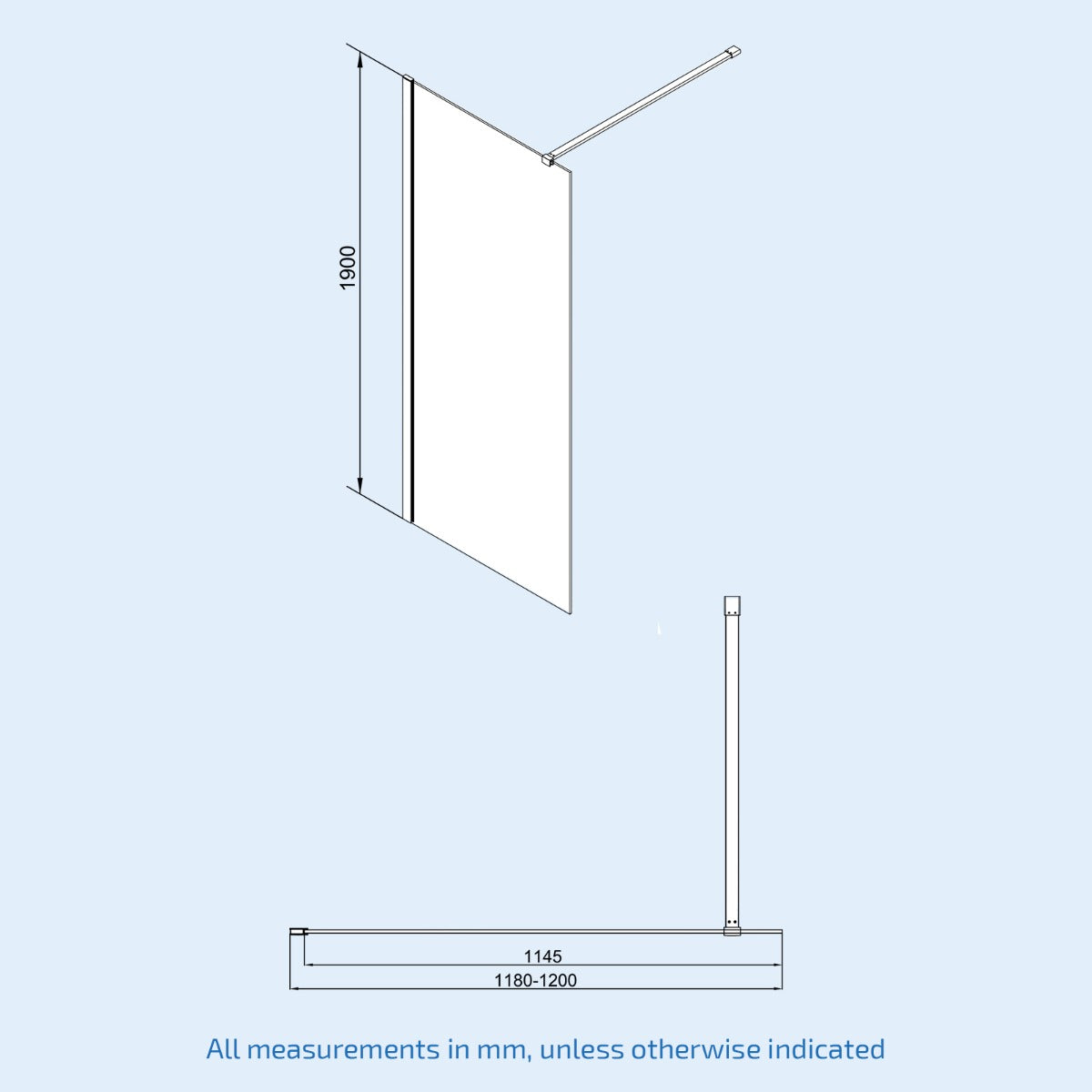 Saturn glass shower sliding door 1200 mm image # Options_1200 mm