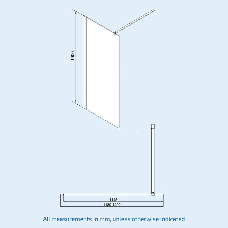 Wet room screen 1200 mm image # Options_1200 mm