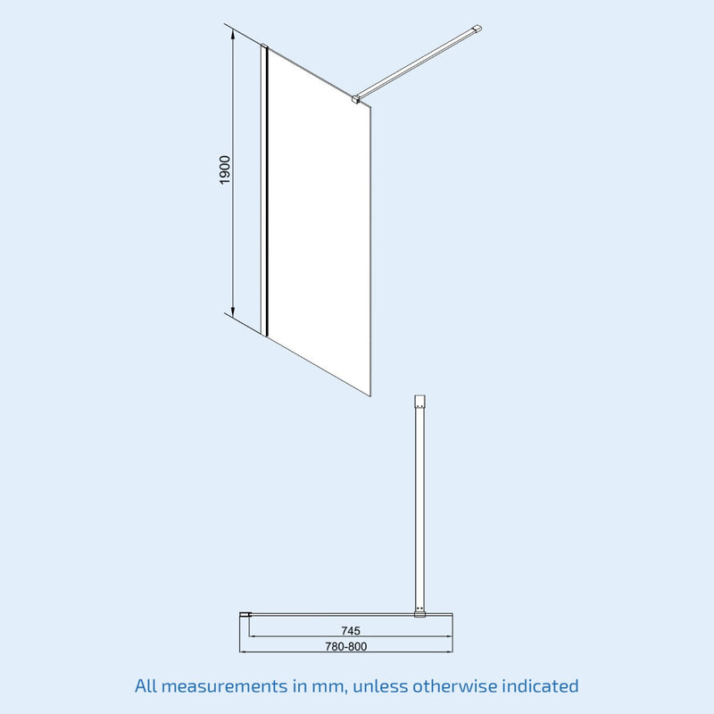 Wet room screen 800 mm image #  Options_800 mm