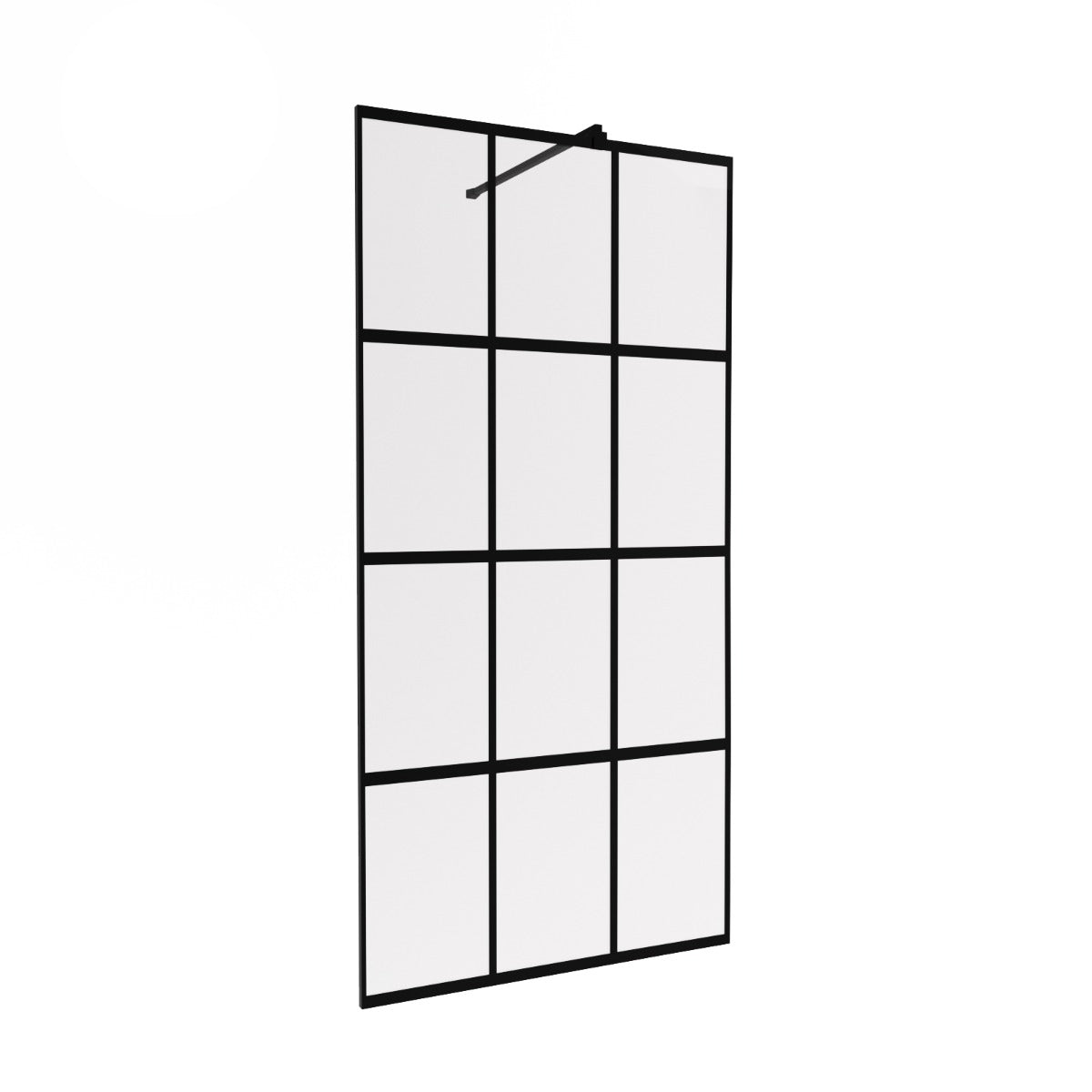 Stanley 1000mm Black Grid Framed Walk-In Shower Enclosure with Support Bar