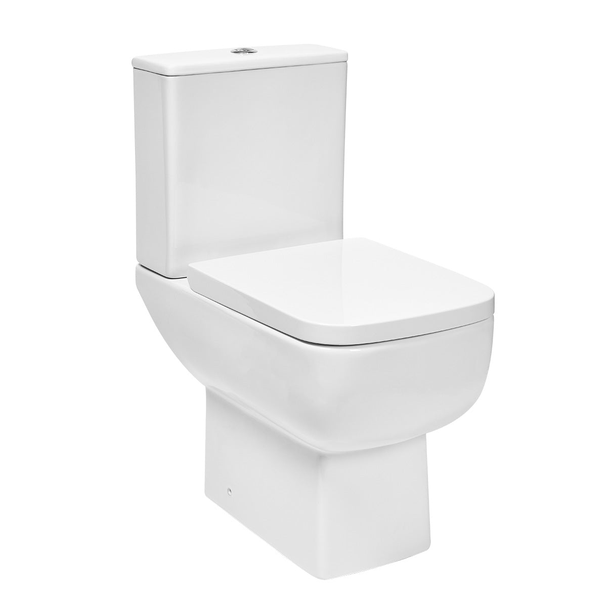 Choices 600mm Depth Close Coupled Toilet Gloss White Open Back Pan with Cistern & Soft Close Seat