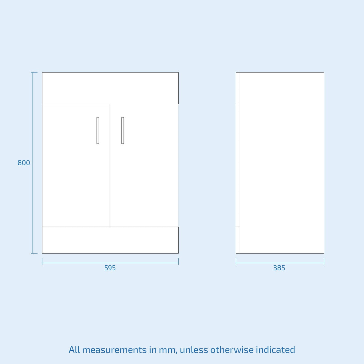 Set of 2 Floorstanding 600mm Vanity & Ceramic Mid Edge Twin Basin - Anthracite