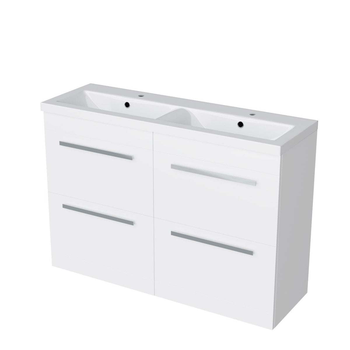 Set of 2 Freestanding 600mm Drawers Cabinet with Ceramic Mid Edge Twin Basin