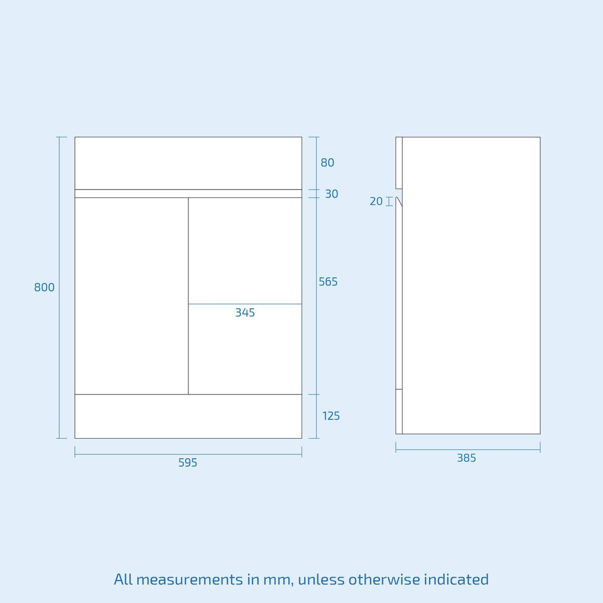 Set of 2 Freestanding 600mm Cabinet & Ceramic Mid-Edge Twin Basin