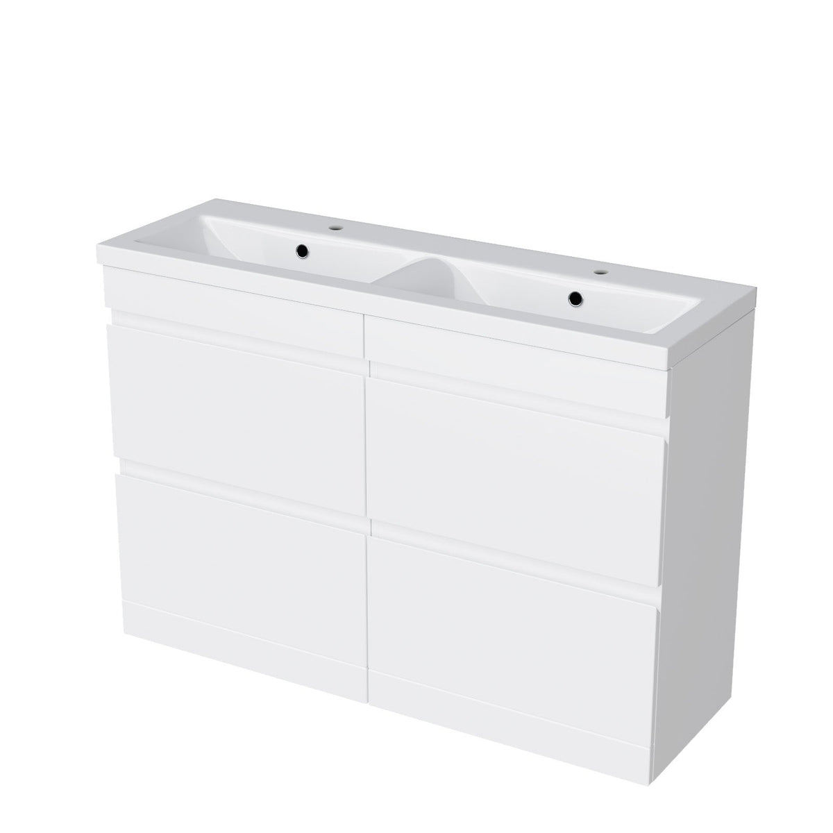 Set of 2 Freestanding 600mm Drawers Vanity with Mid Edge Twin Basin