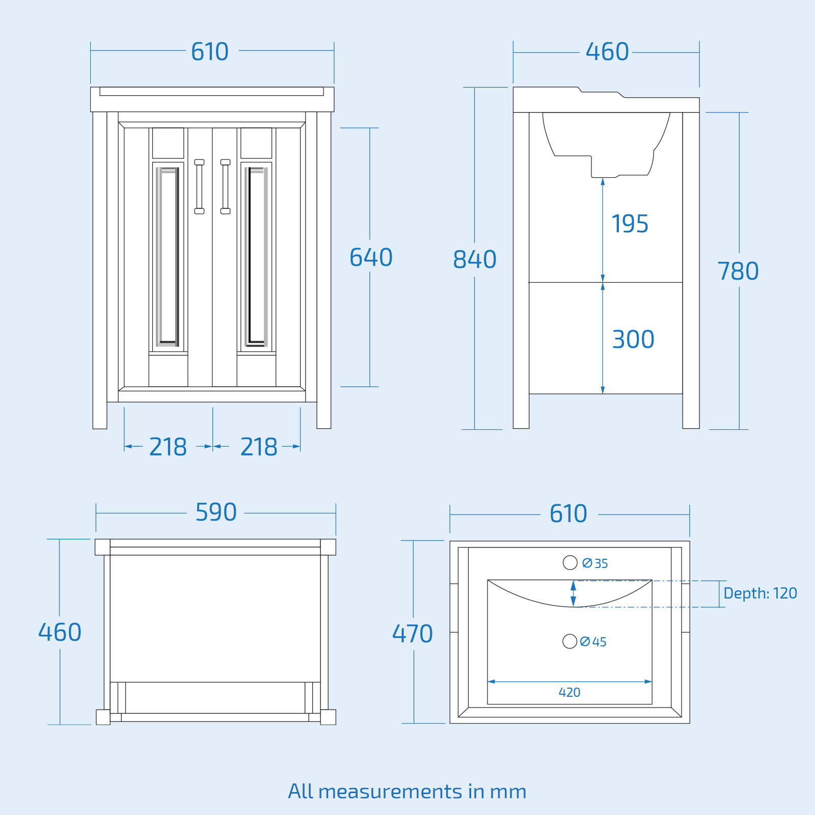Chiltern Traditional 600mm Vanity Basin Unit Stone Grey