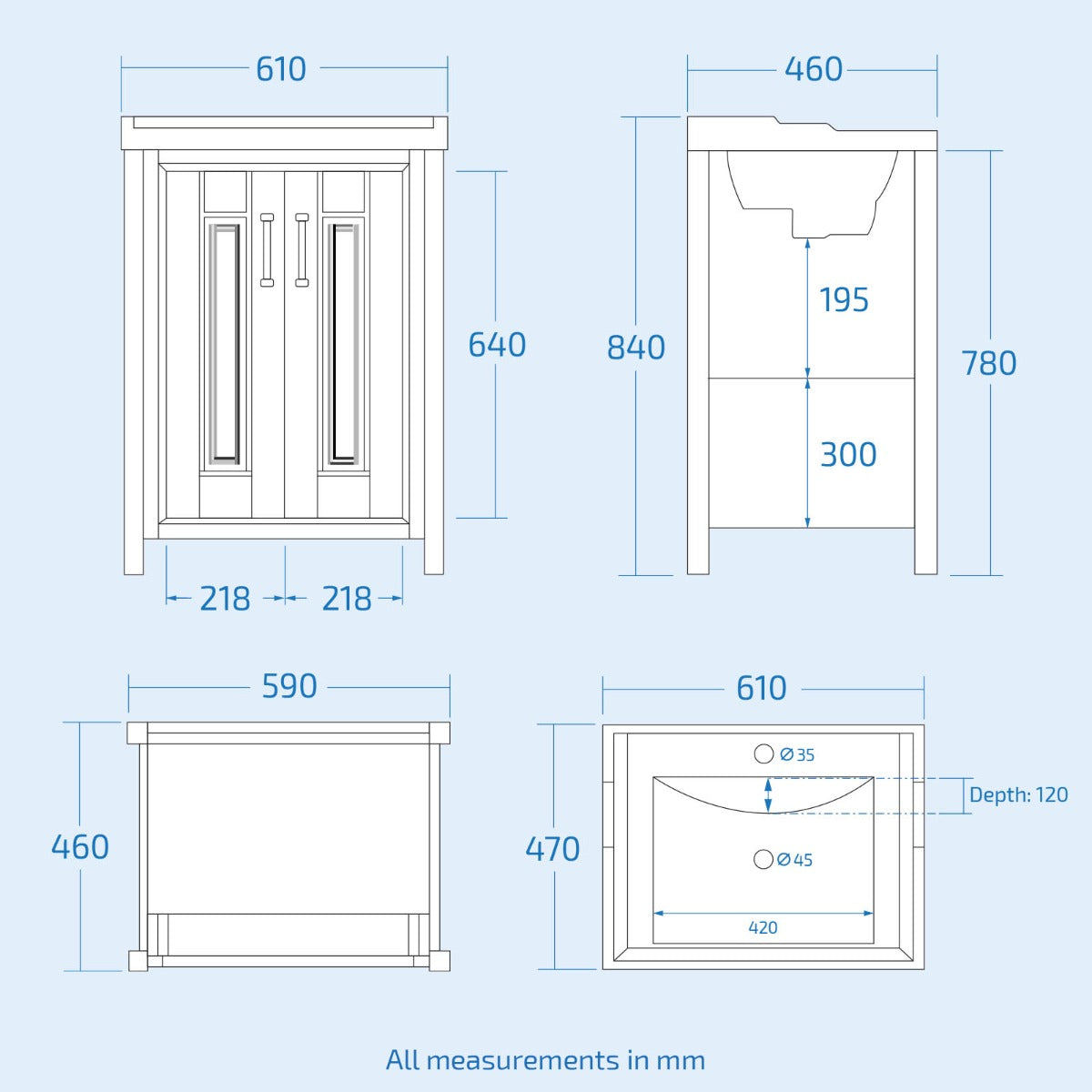 Chiltern 600mm Flat Pack Stone Grey Bathroom Traditional Basin Vanity Cabinet Unit