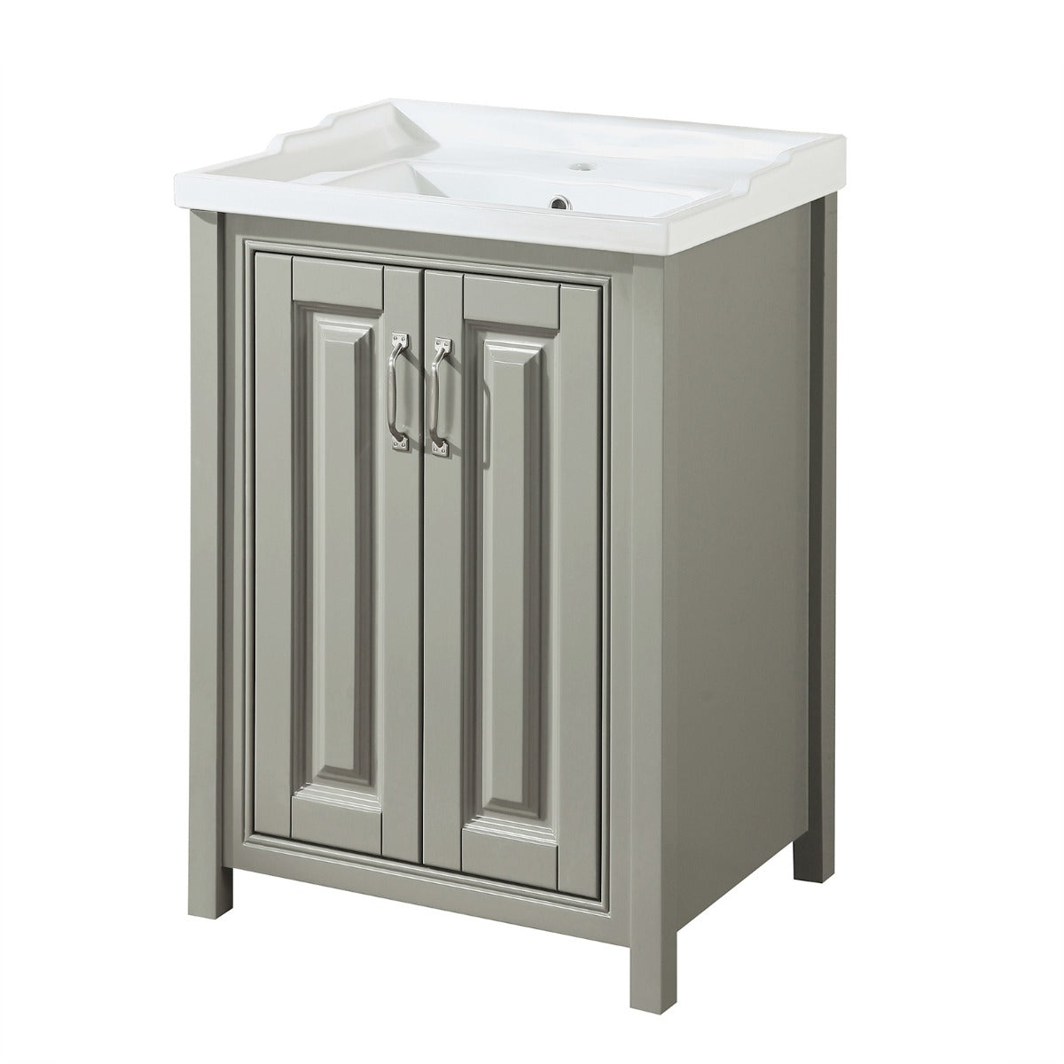 Chiltern 600mm Flat Pack Stone Grey Bathroom Traditional Basin Vanity Cabinet Unit