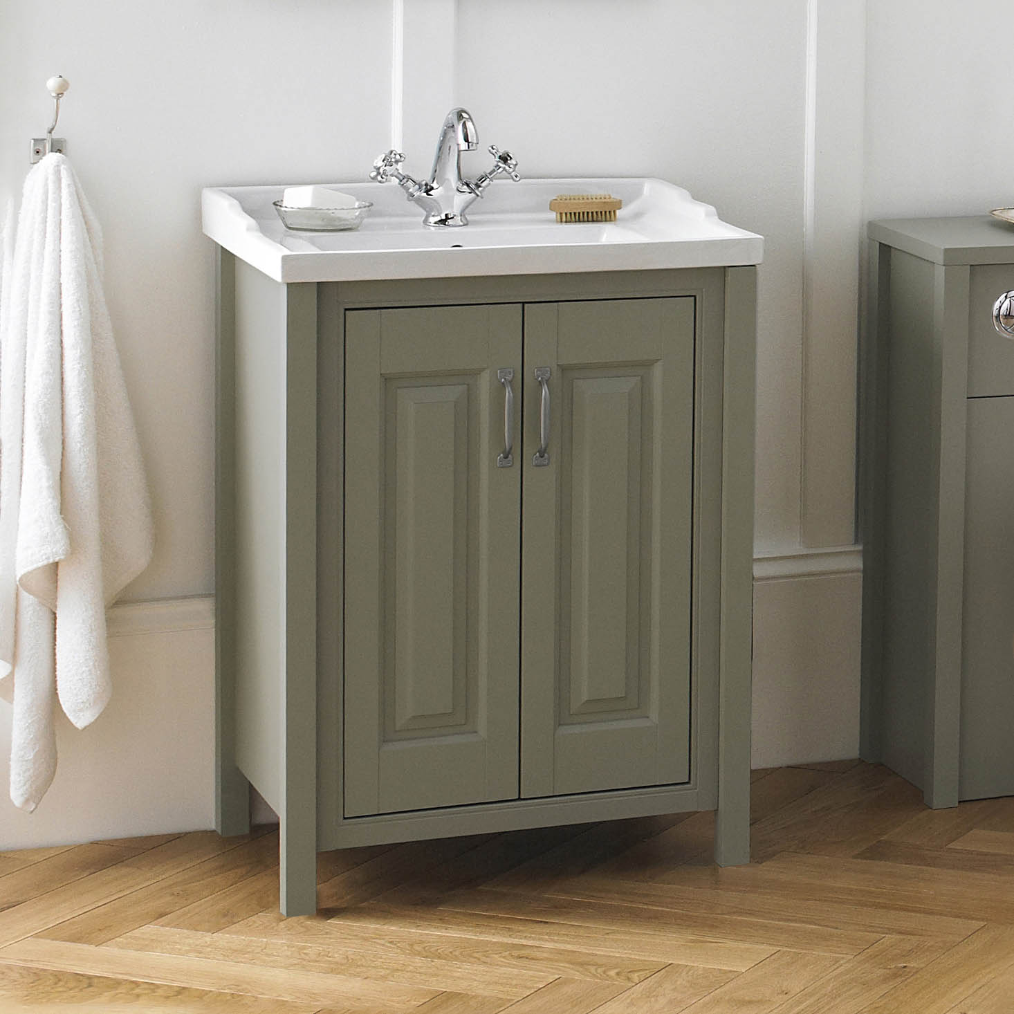 Chiltern 800mm Freestanding 2 Door Vanity Basin Unit Stone Grey