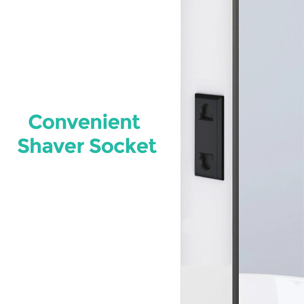 Motion Sensor Bathroom LED Mirror Rectangular Round Edge Shaver Socket Demister 600 x 800mm