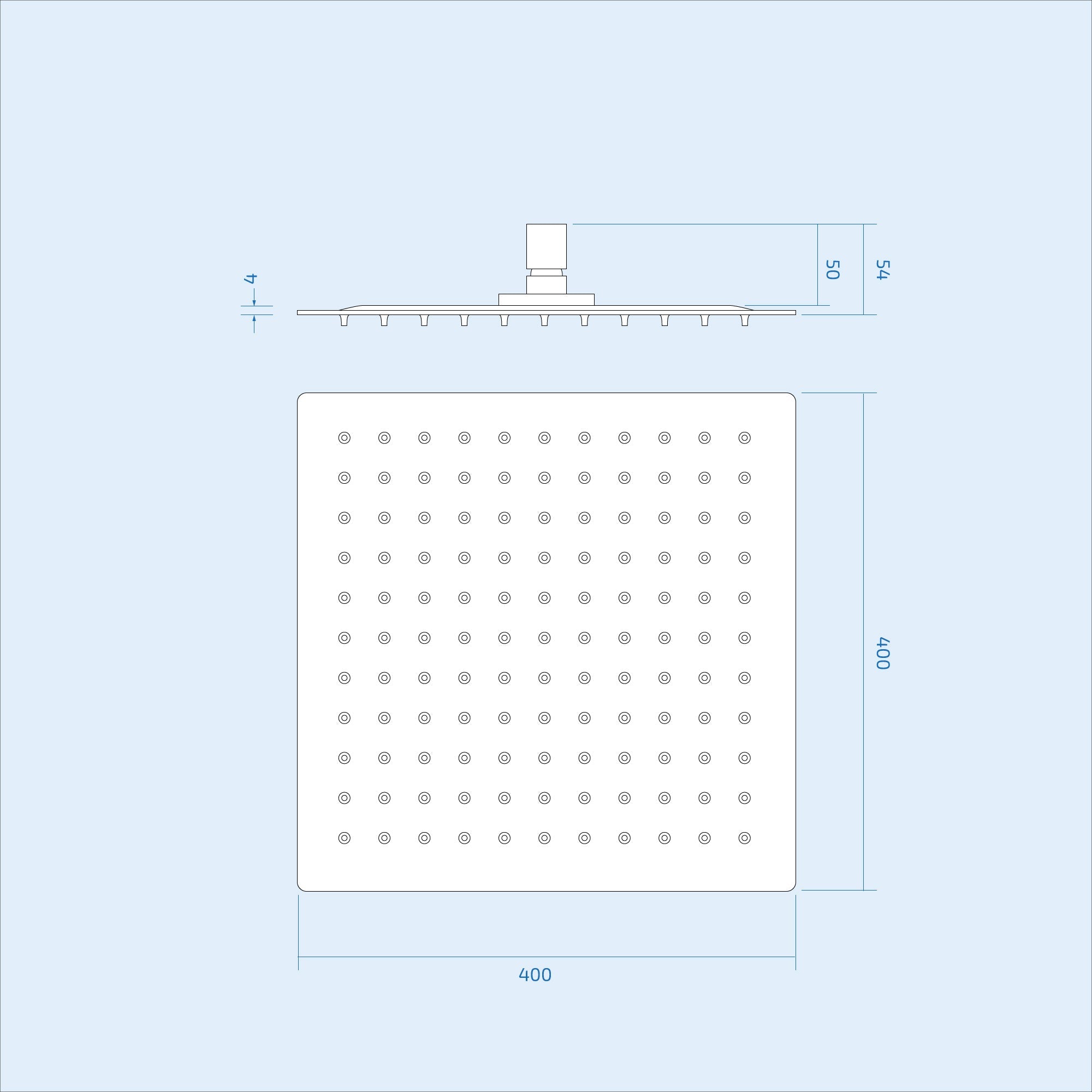 Modern Square 400mm x 4mm Ultra Thin Shower Head Chrome Finish