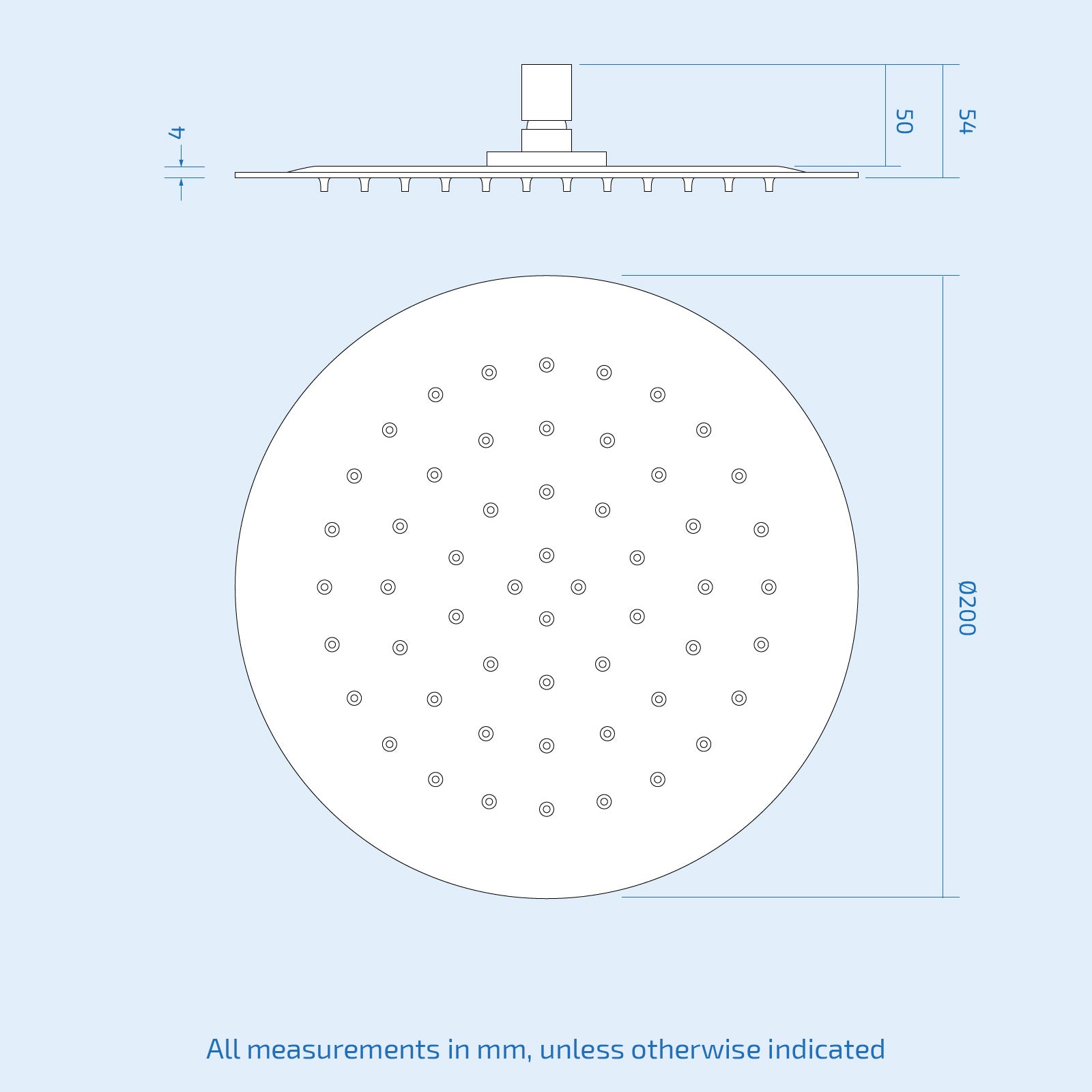 Dunn 200mm Thin Round Brass Swivel Shower Head Round + 380mm Wall Arm Chrome