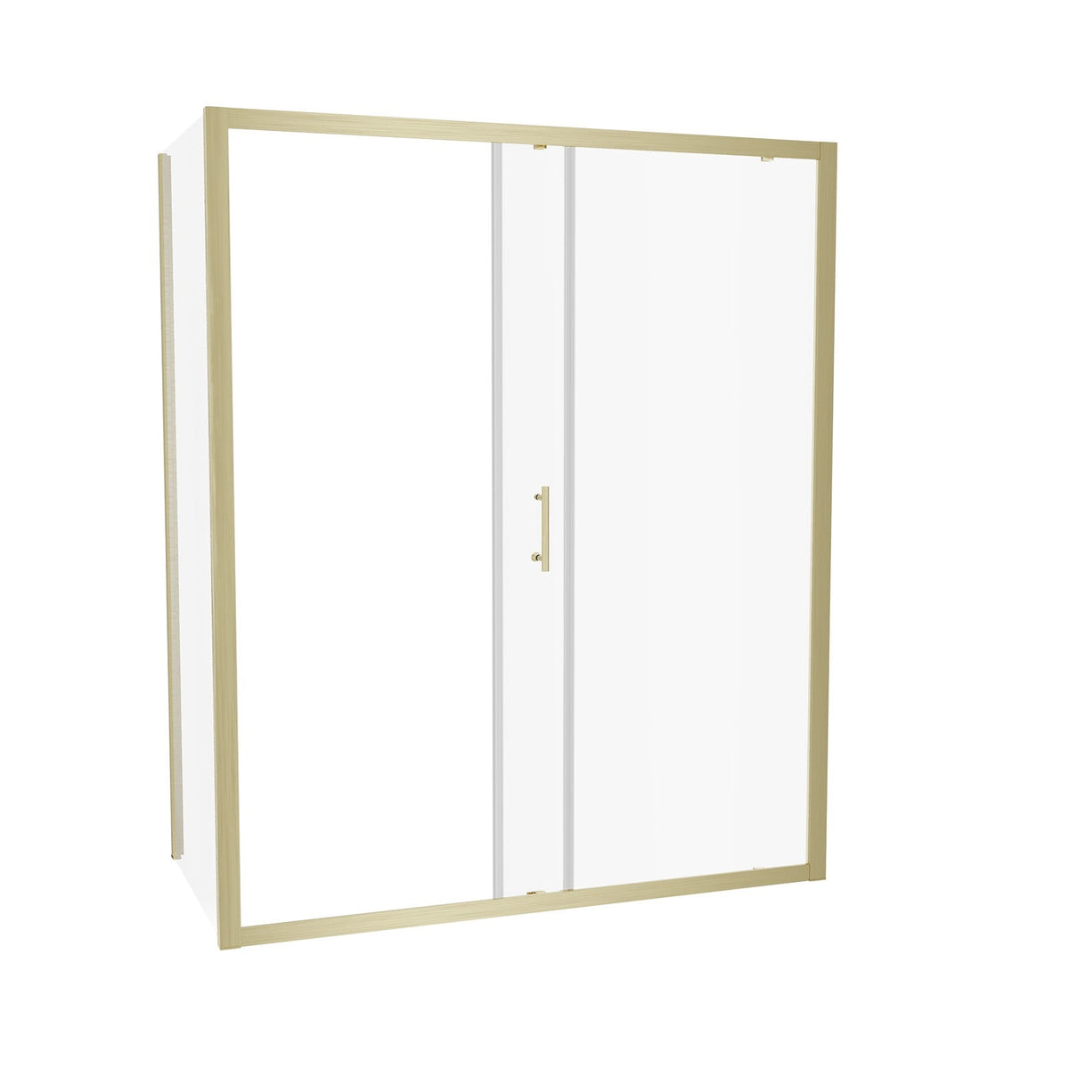 Shower 1700 x 1850mm Slider Door With 1000 x 1850mm Side Panel - Brushed Brass