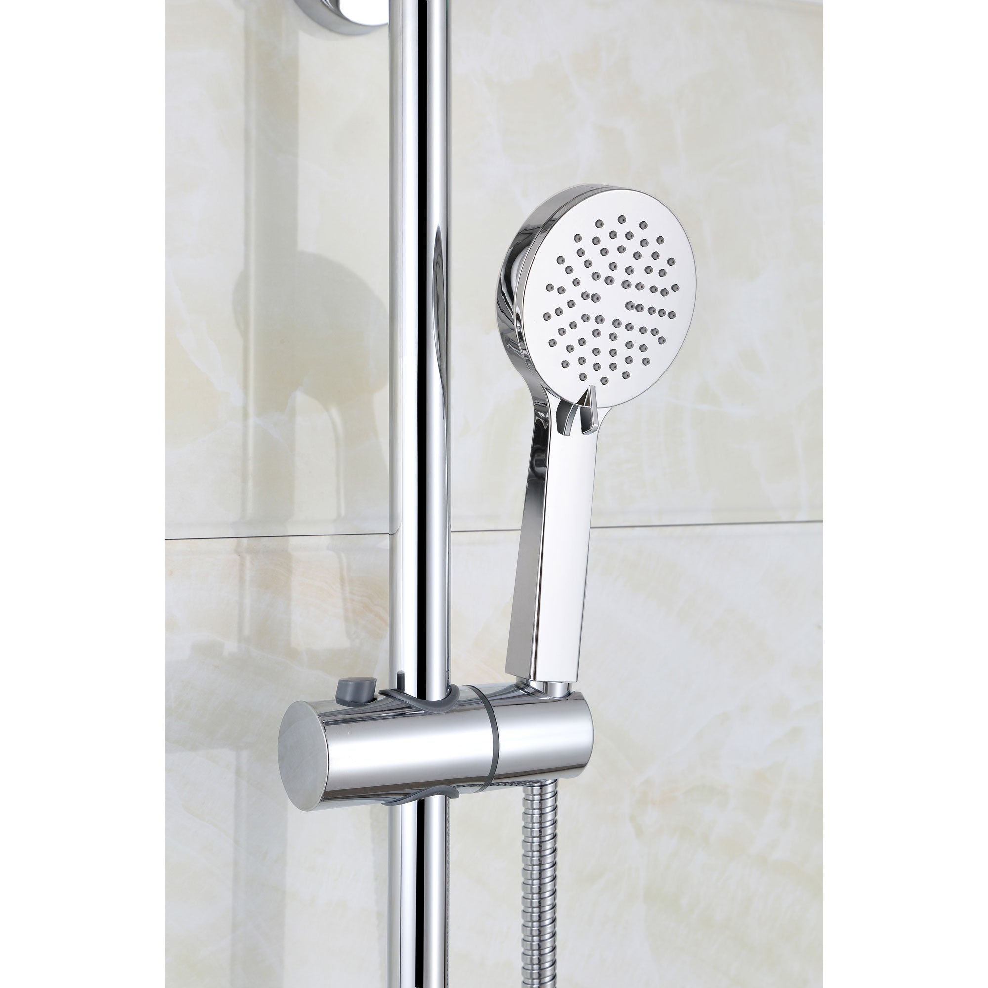 Helen Premier 8" Ultra Thin Round Thermostatic Dual Control Riser Shower Mixer