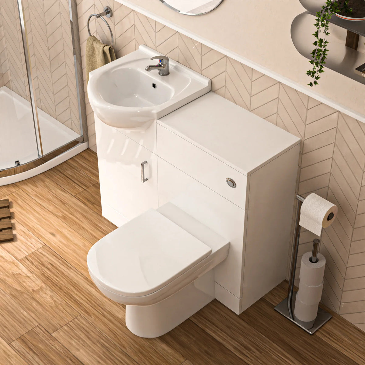 Shower Suite 450mm Vanity With Rimless BTW Toilet & Quadrant Enclosure