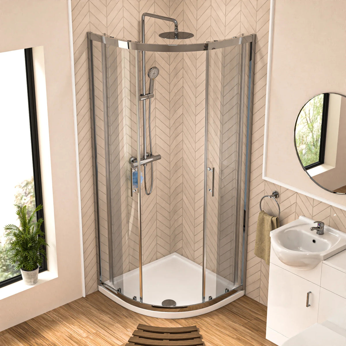 Shower Suite 450mm Vanity With Rimless BTW Toilet & Quadrant Enclosure
