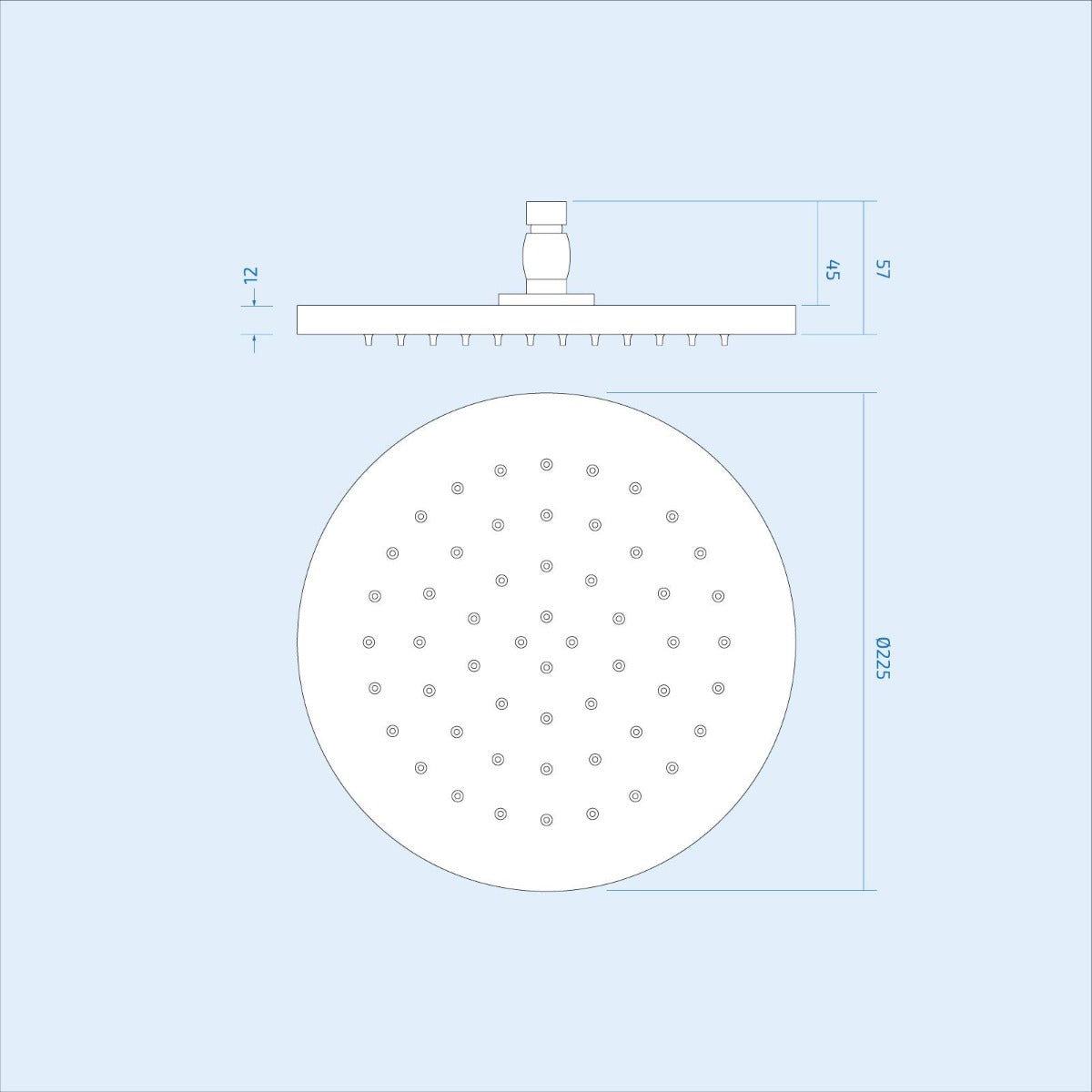 Plum 2 Dial 1 Way Round Set - Ceiling Overhead Shower Head