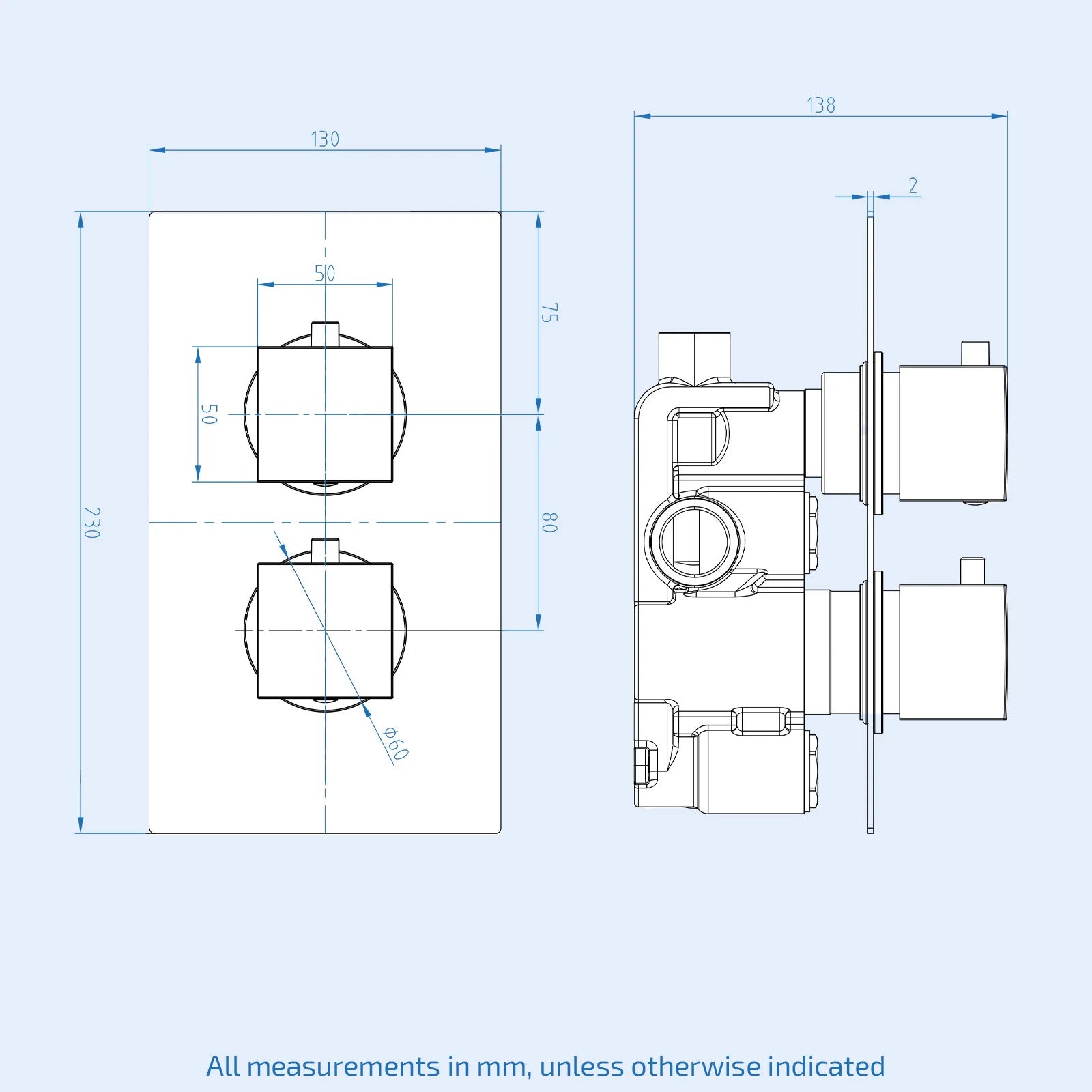 Single Outlet Concealed Thermostatic Shower Mixer Valve - Brushed Brass