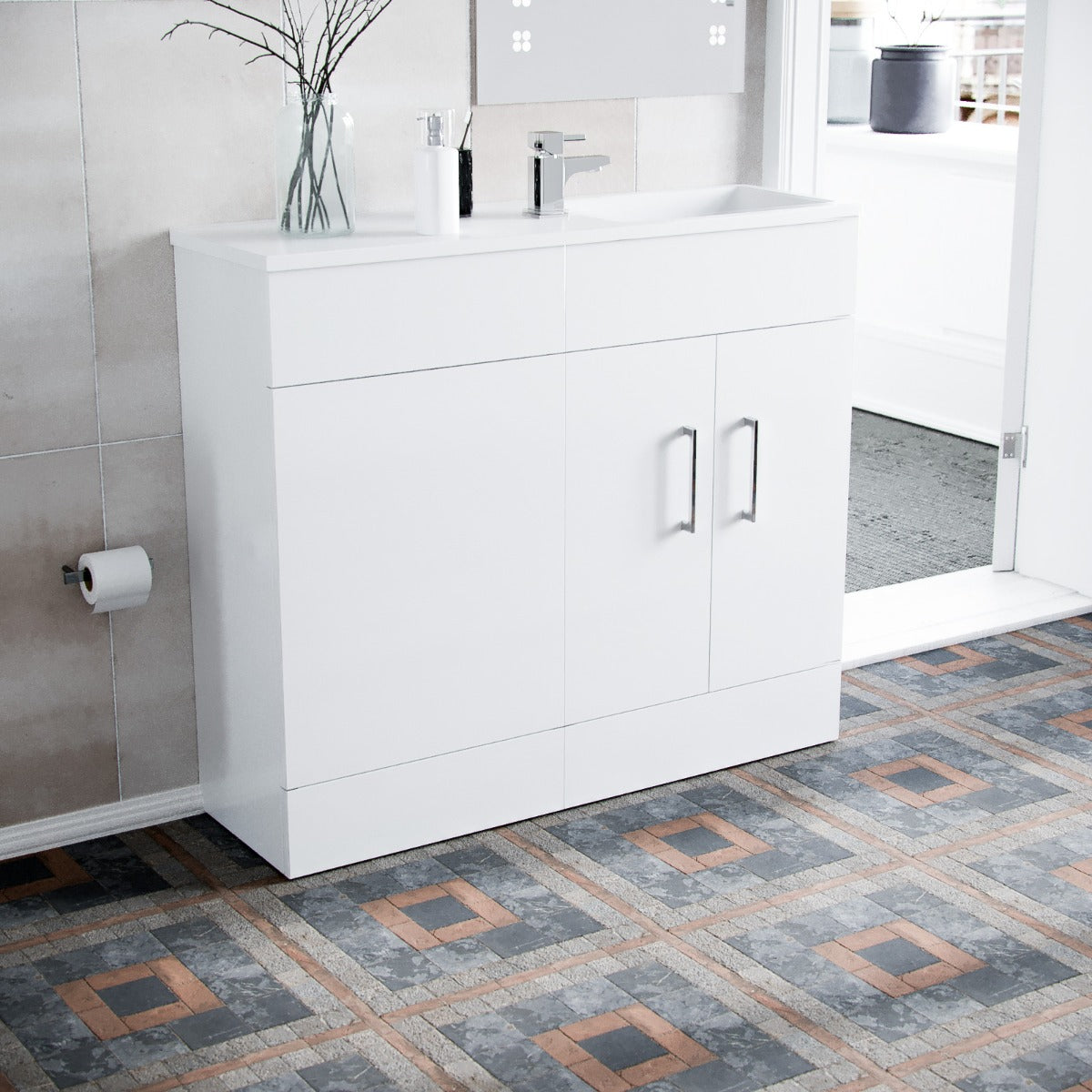 James 1000mm Slimline Vanity, Basin And WC Unit White