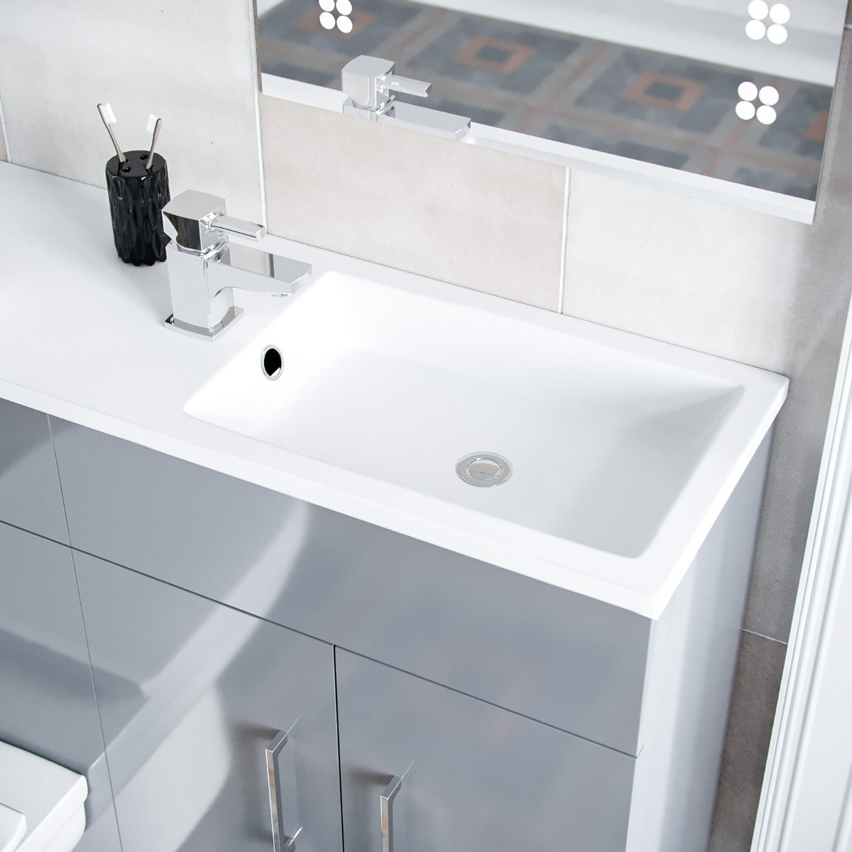 James 1000mm Slimline Floorstanding Vanity Basin and Rimless Debra BTW Combo Unit Grey