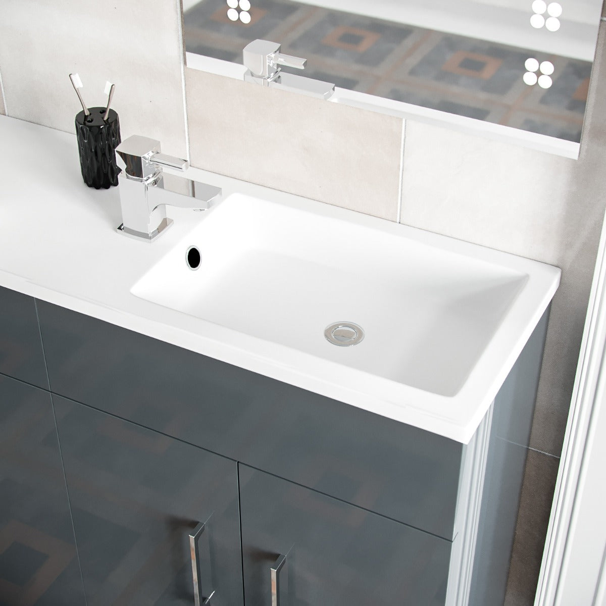 James 1000mm Slimline Vanity, Basin And WC Unit Grey