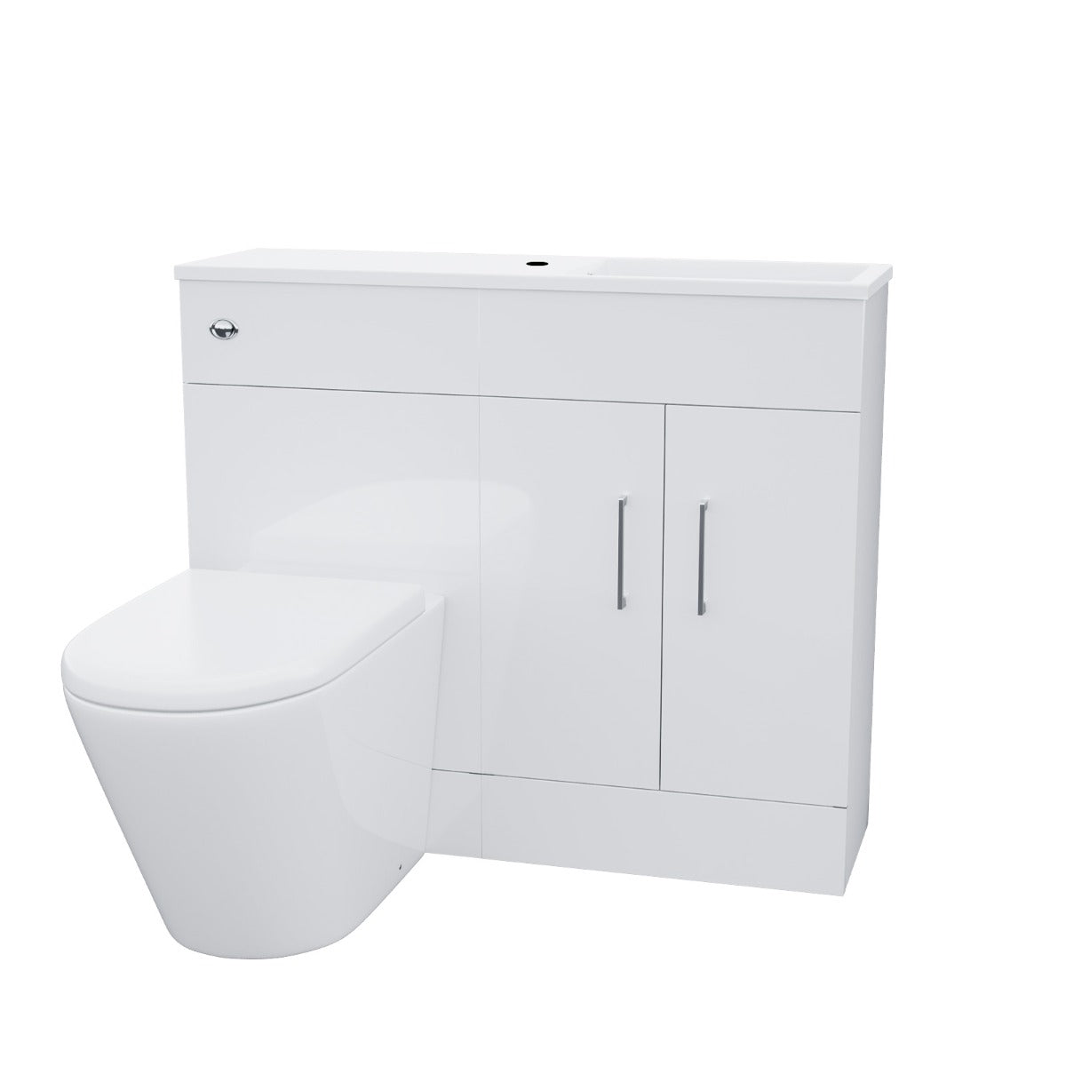 James 1000mm White Slimline Freestanding Vanity Basin & WC Unit & Ellis Rimless BTW Toilet