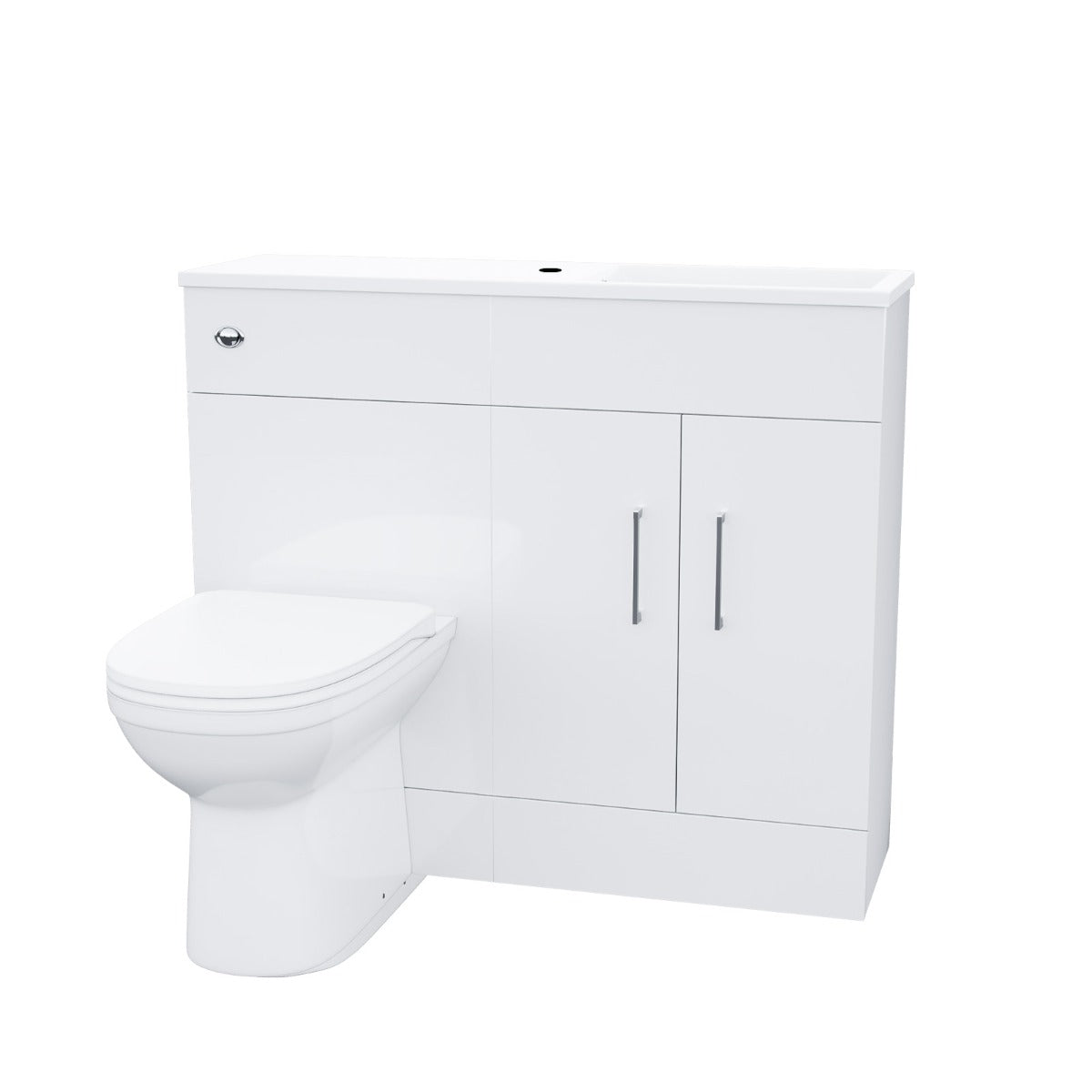 James 1000mm White Slimline Freestanding Vanity Basin & WC Unit & Melbourne Rimless BTW Toilet