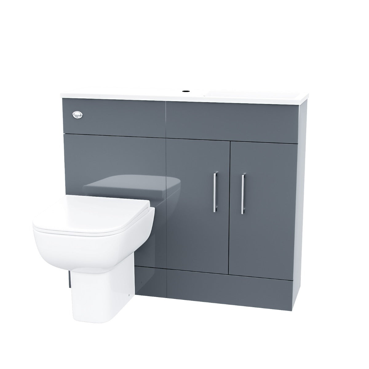 James 1000mm Grey Slimline Floorstanding Vanity Basin and Debra Rimless BTW Combo Unit