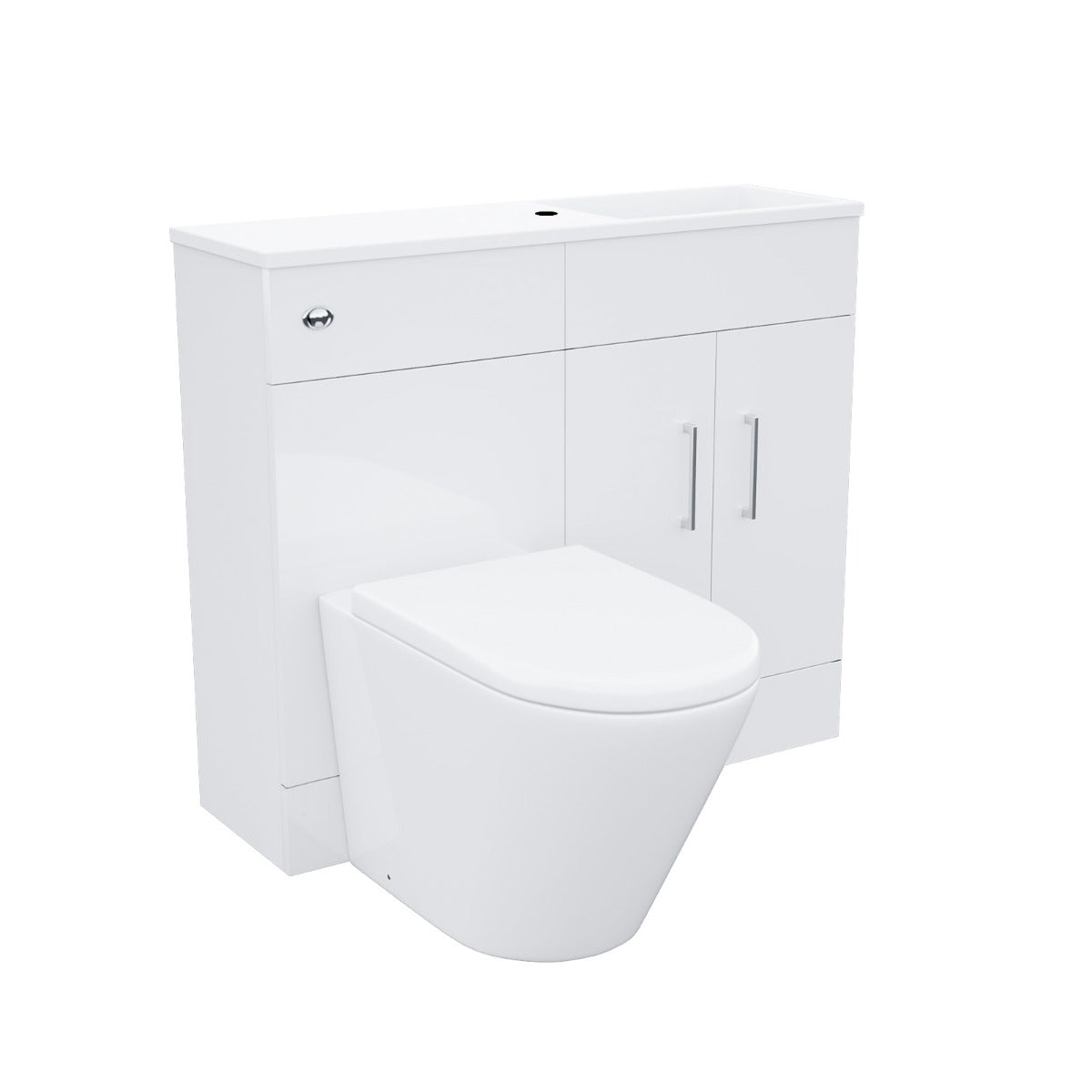 James 1000mm White Slimline Freestanding Vanity Basin & WC Unit & Ellis Rimless BTW Toilet