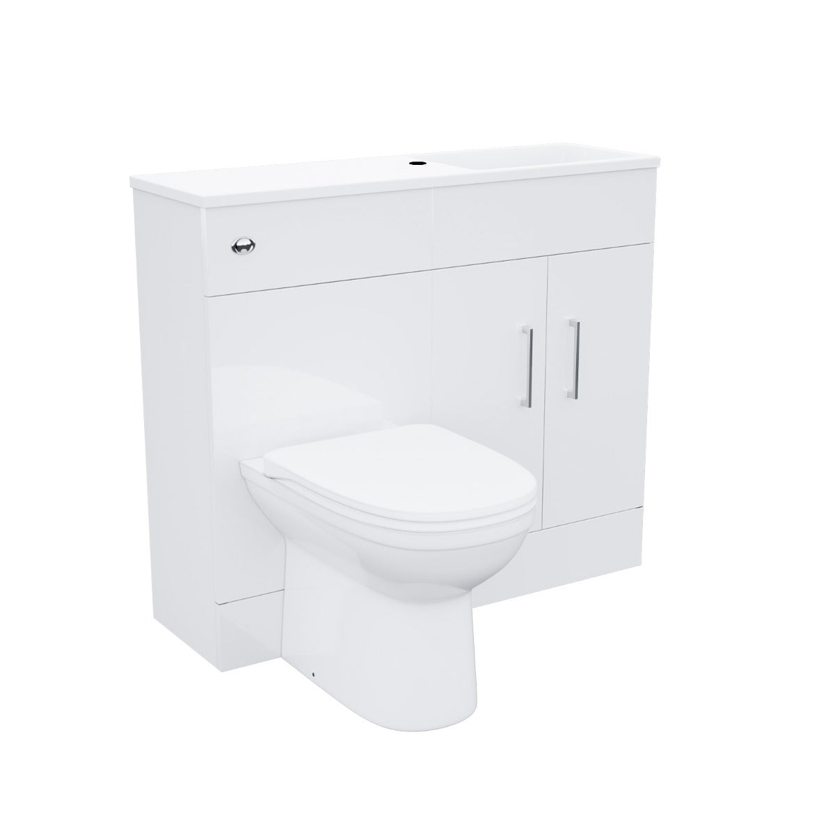 James 1000mm Slimline Floorstanding Vanity Basin and Welbourne White Back To Wall Modern Toilet White