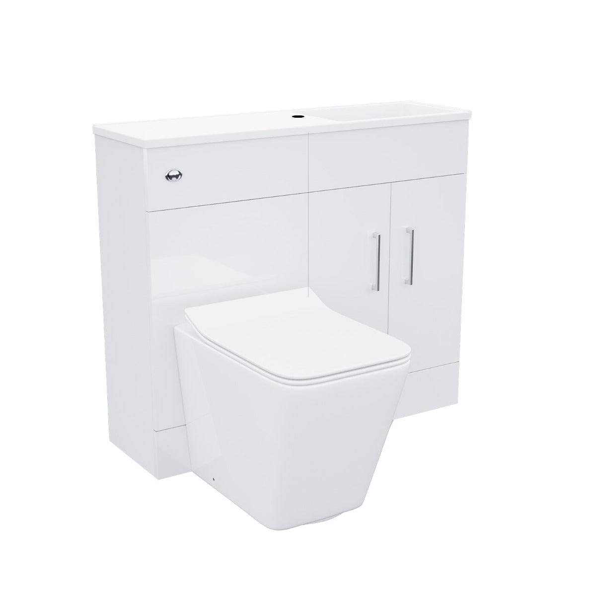 James 1000mm Slimline Floorstanding Vanity Basin and Elora Square Back to Wall Rimless Toilet White