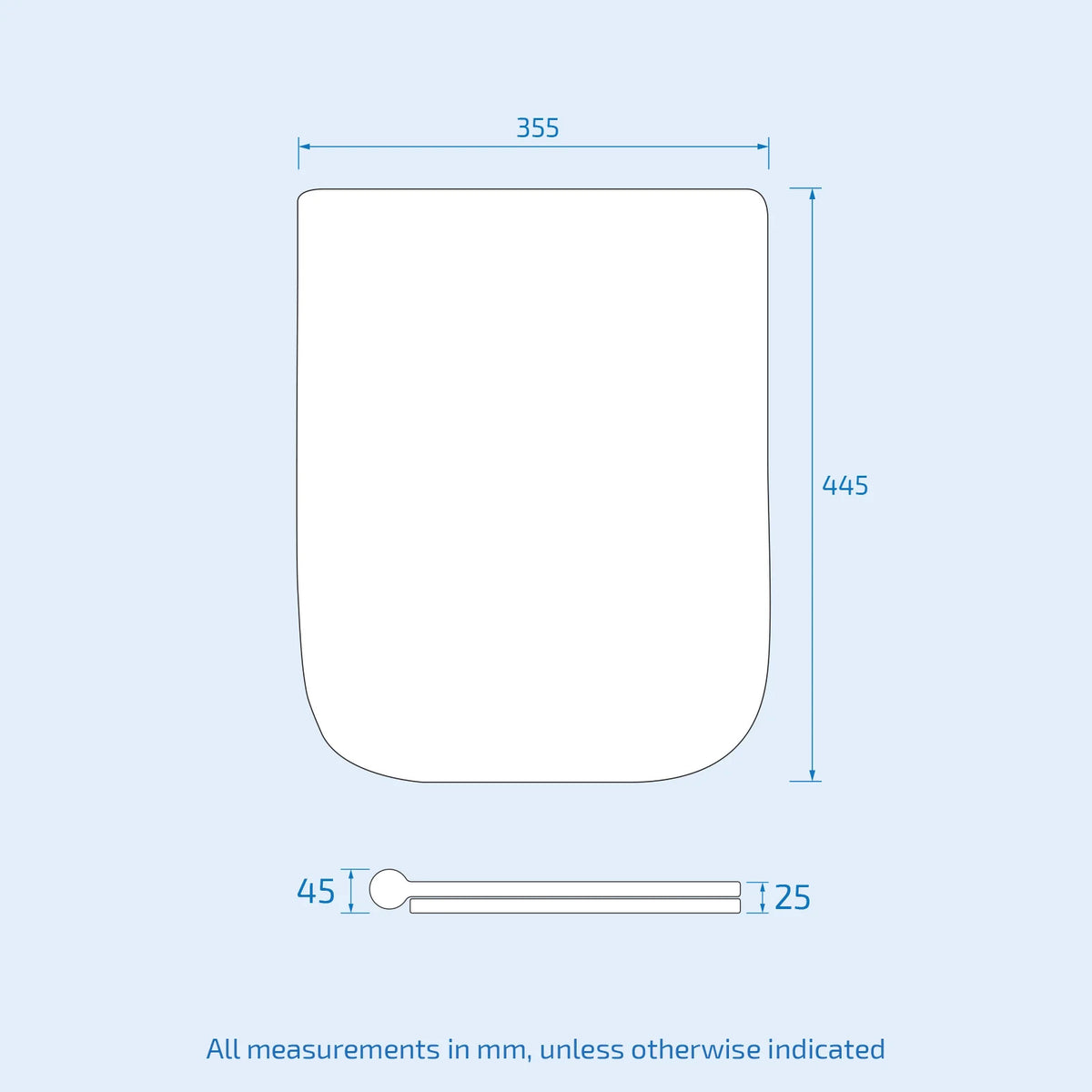 Soft Close Square Shape Toilet Seat Cover - Slim Design