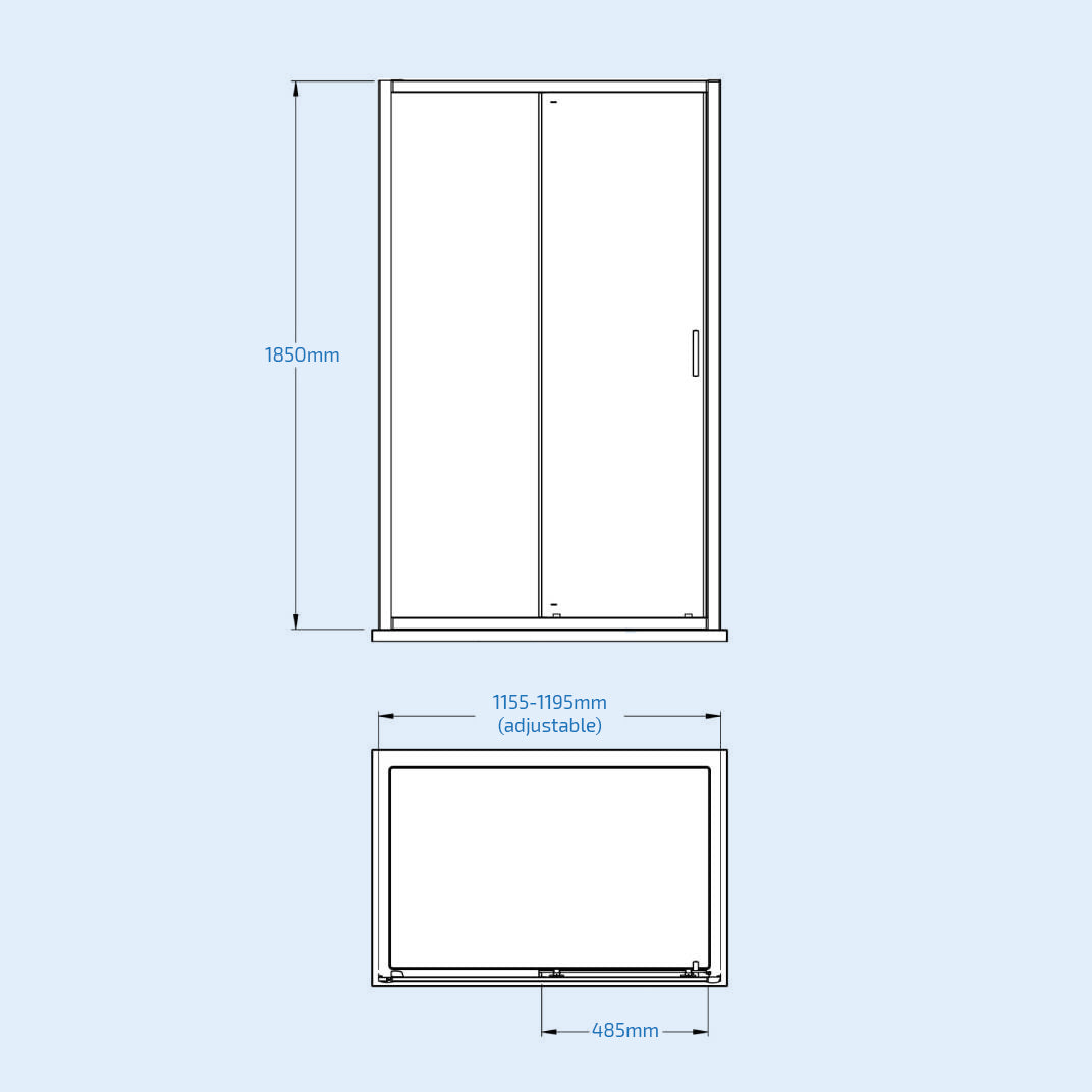 Sliding Shower Door 1200mm X 1850mm Matt Black