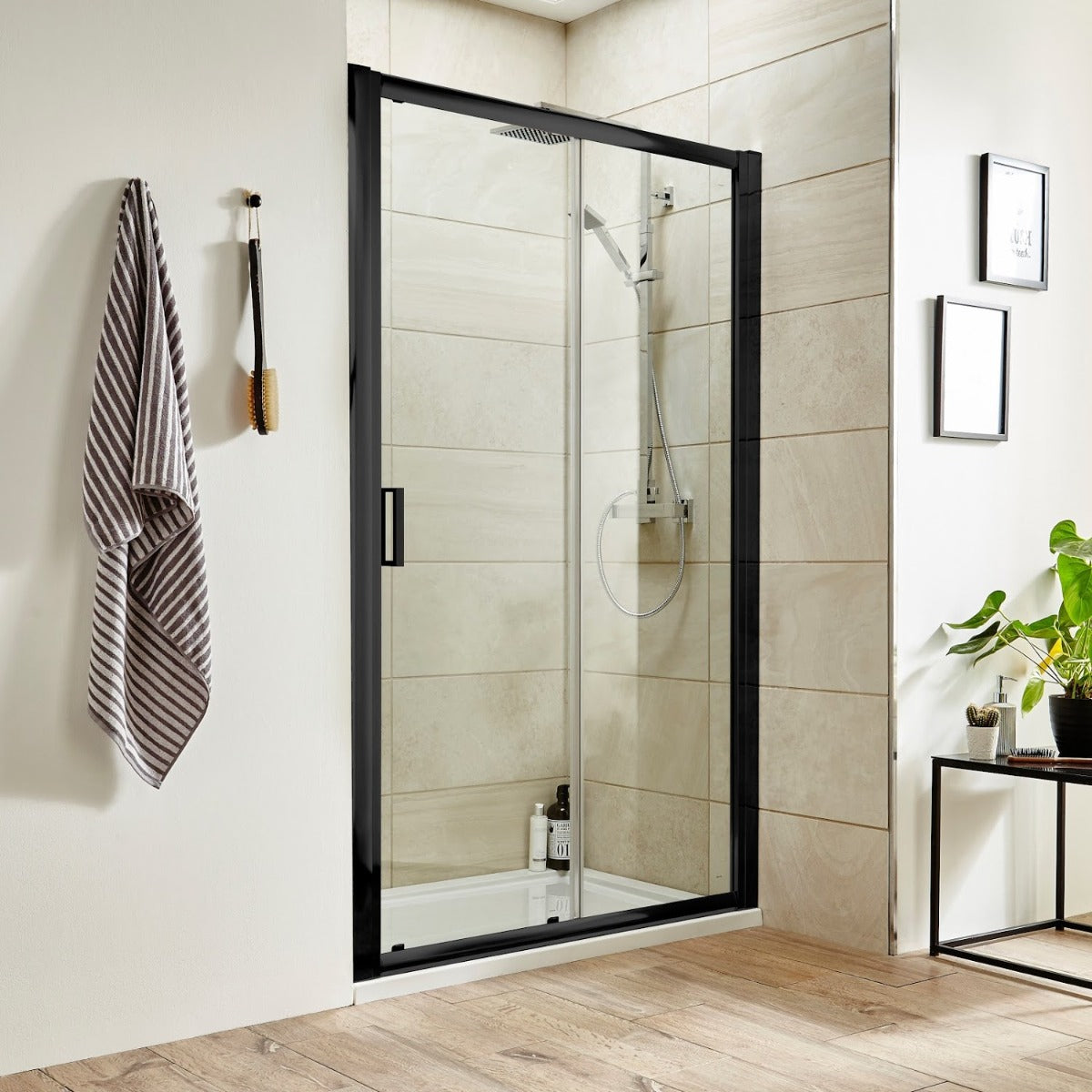 Sliding Shower Door 1200mm X 1850mm Matt Black