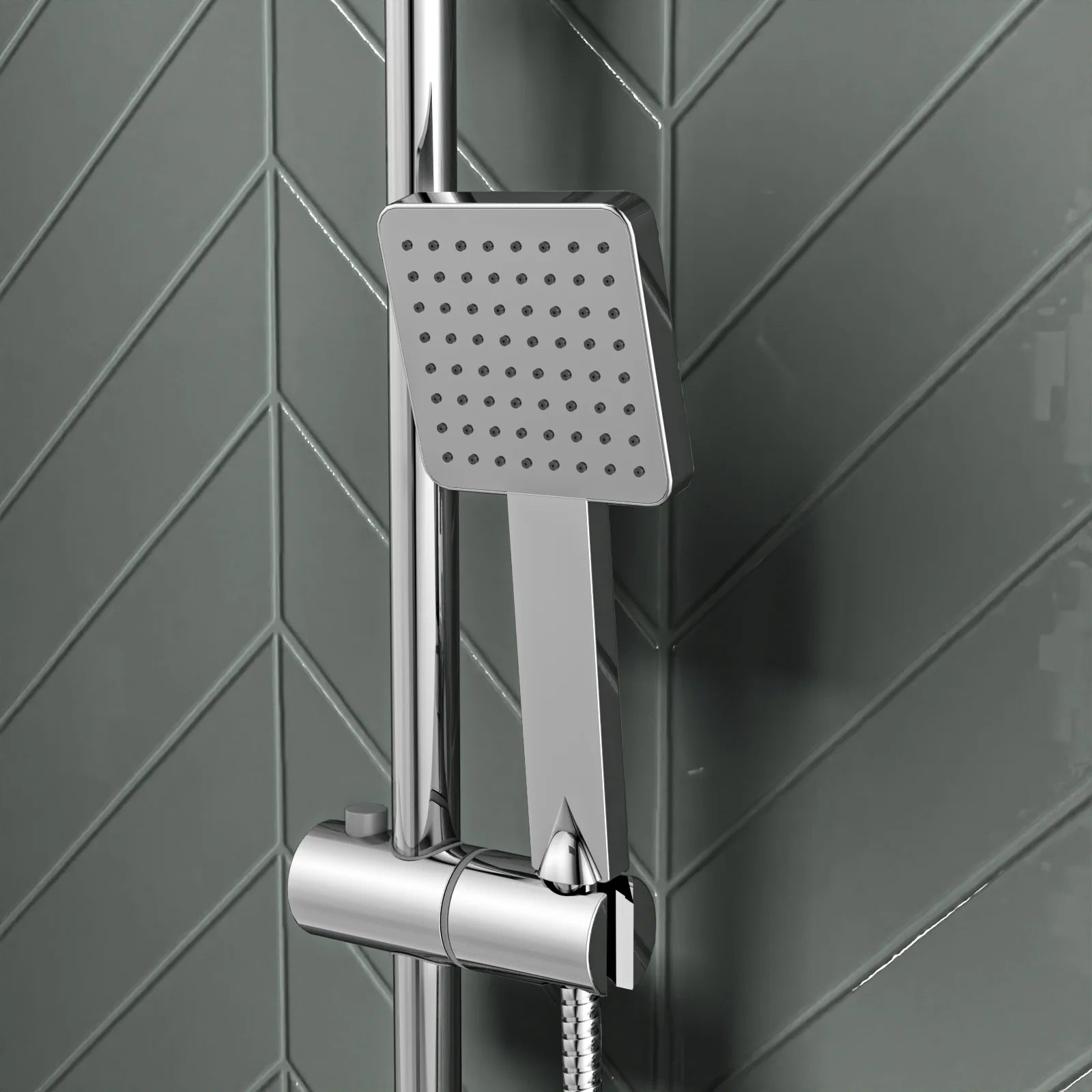 Square Exposed Shower Set, Single Mode Handset & Bath Filler - Chrome