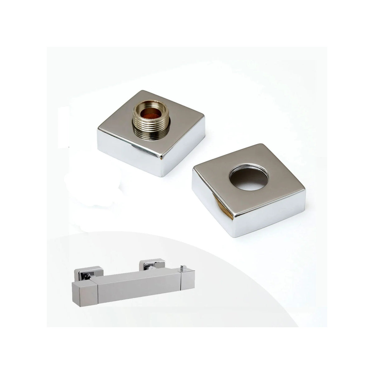 Square Metal Bathroom Bar Shower Fitting Kit S-union Reducer Concealing Plates